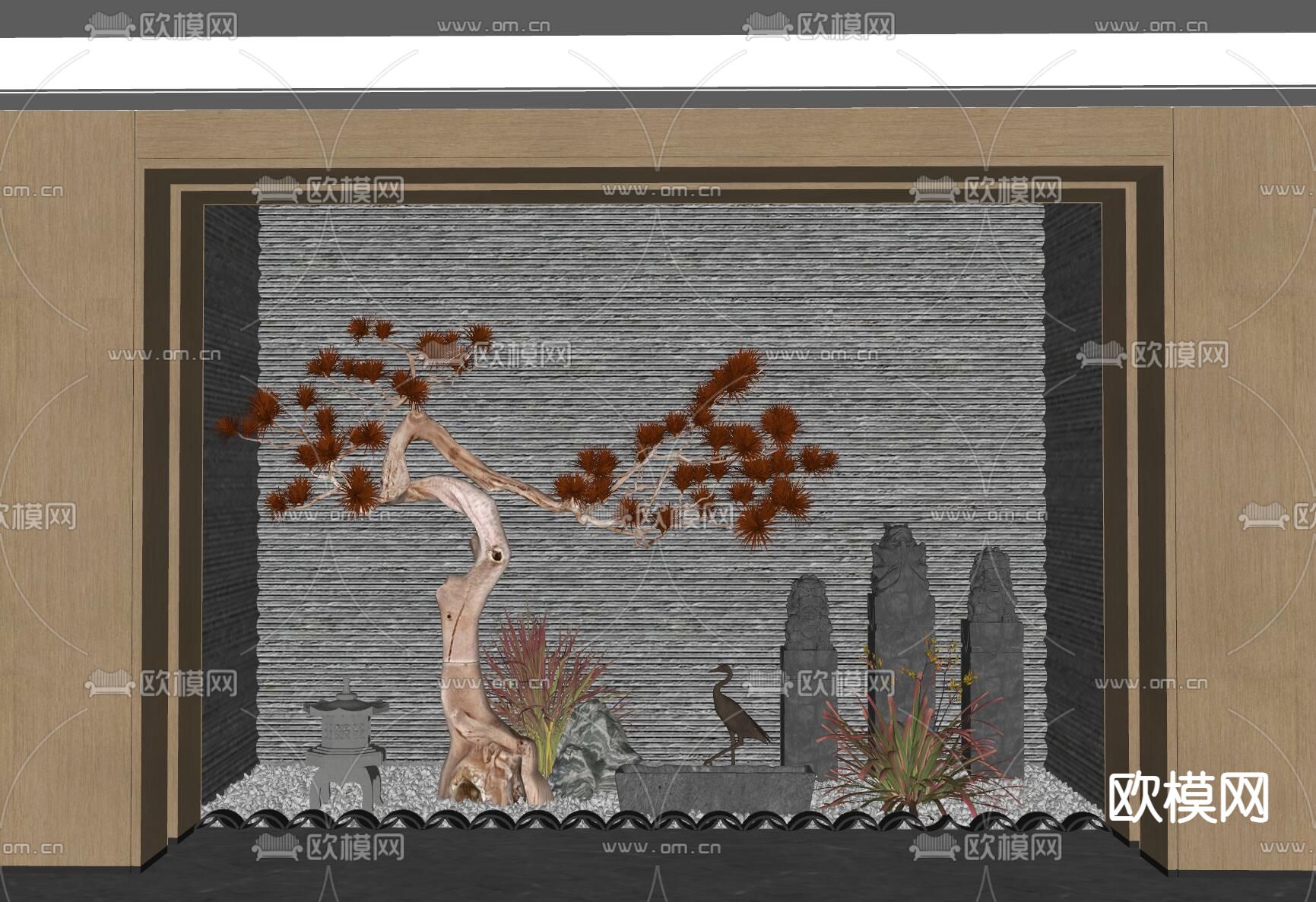 枫叶 植物堆 室内造景su模型下载（渲染图2）