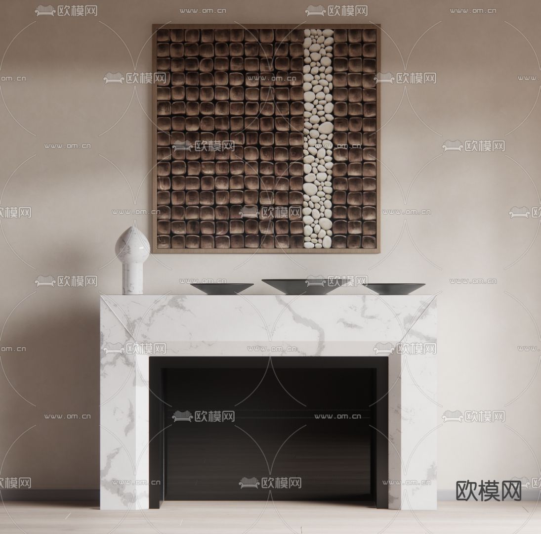 中古风壁炉su模型下载（渲染图1）