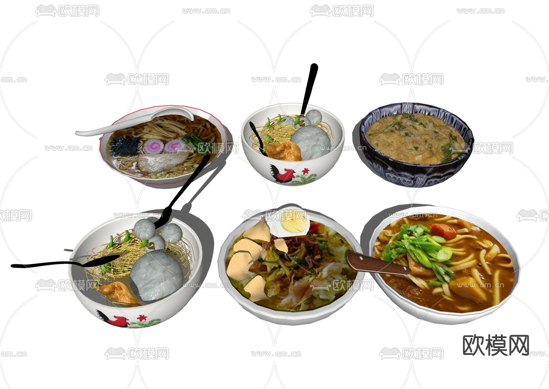 面条面食 食物美食su模型下载（渲染图1）