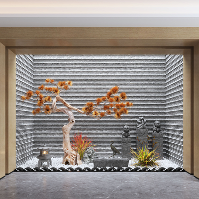  枫叶 植物堆 室内造景su模型 