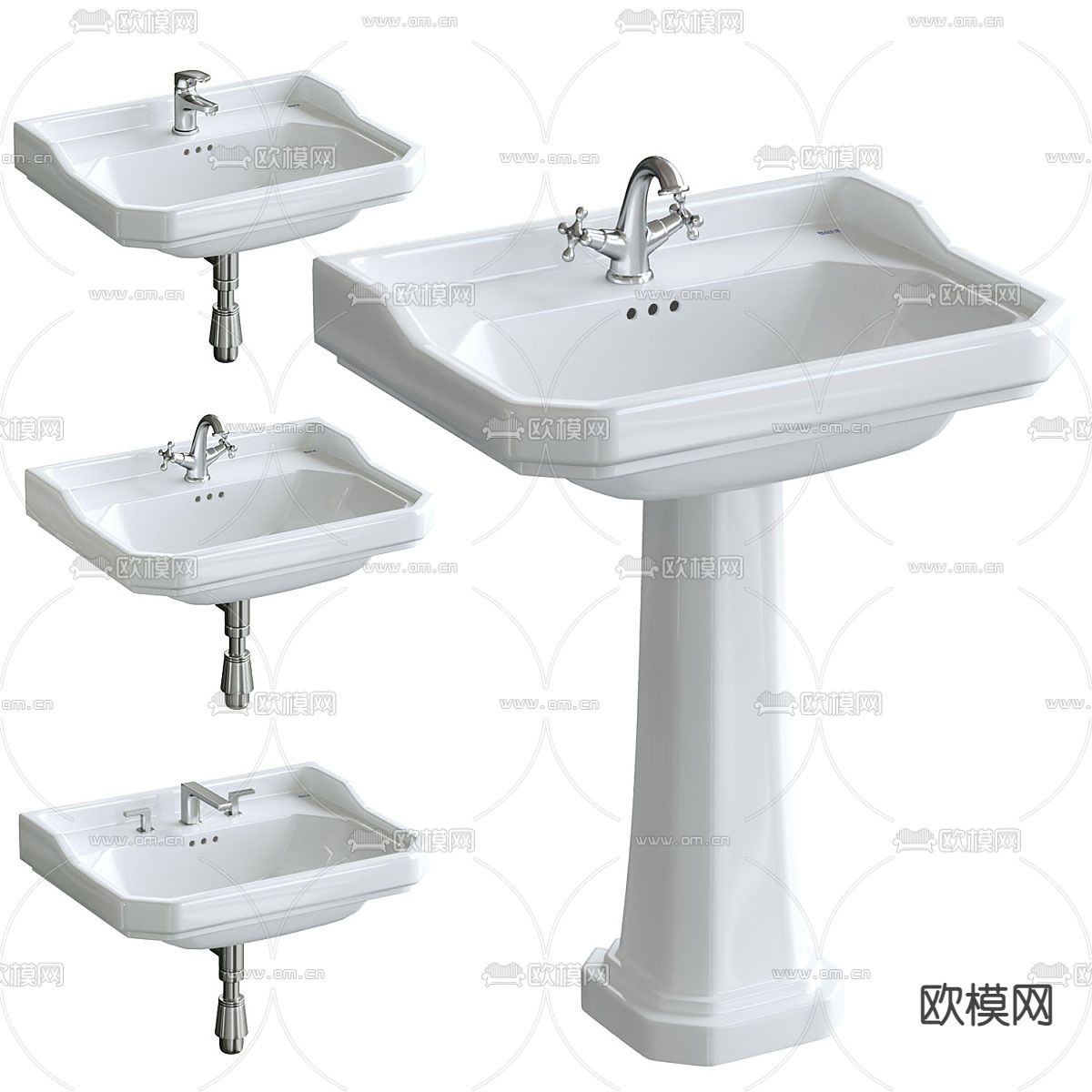 立式台盆 洗手台su模型下载（渲染图1）