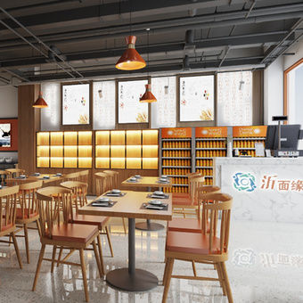 现代快餐店 小吃店3d模型
