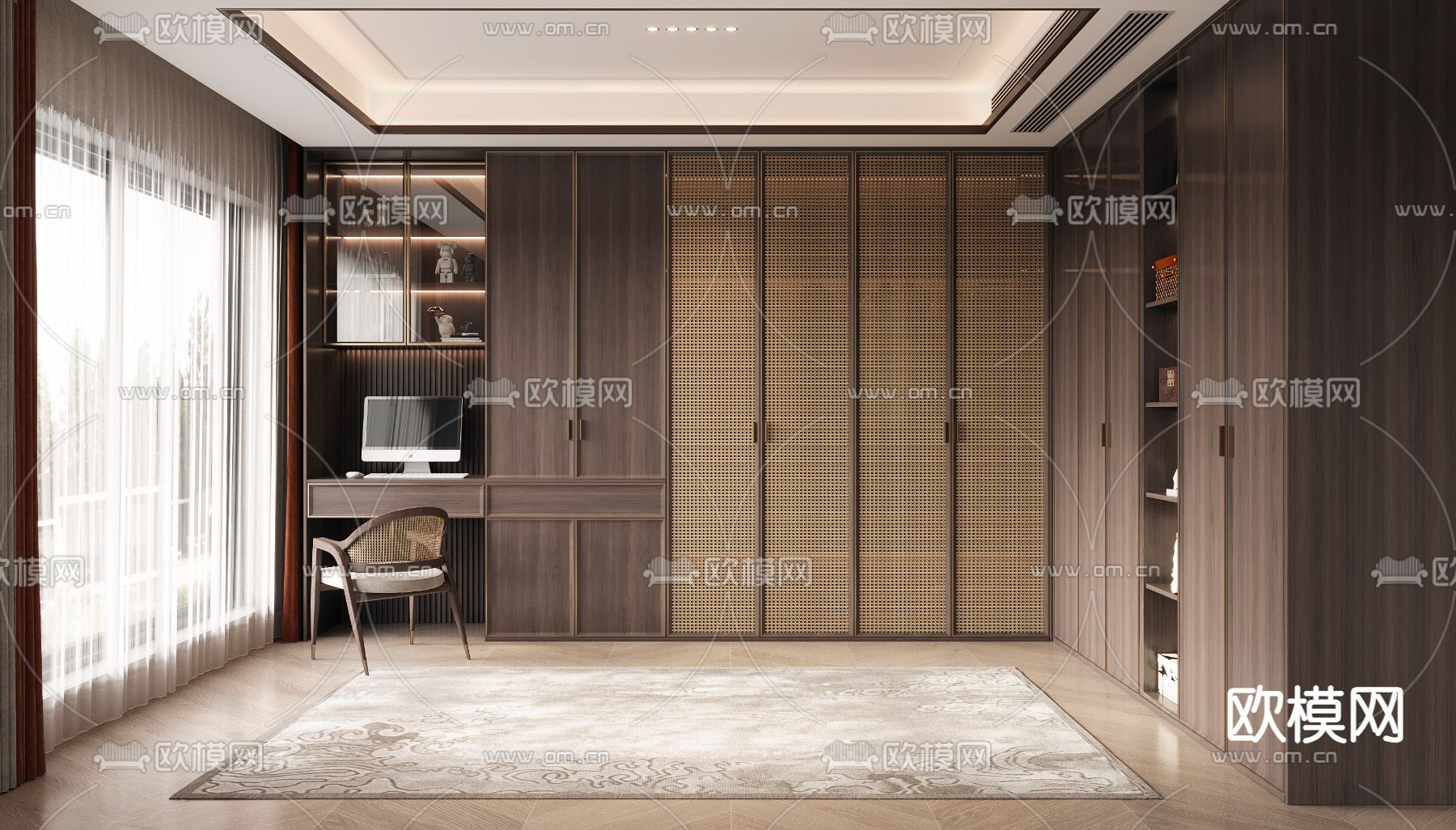 新中式衣帽间3d模型下载