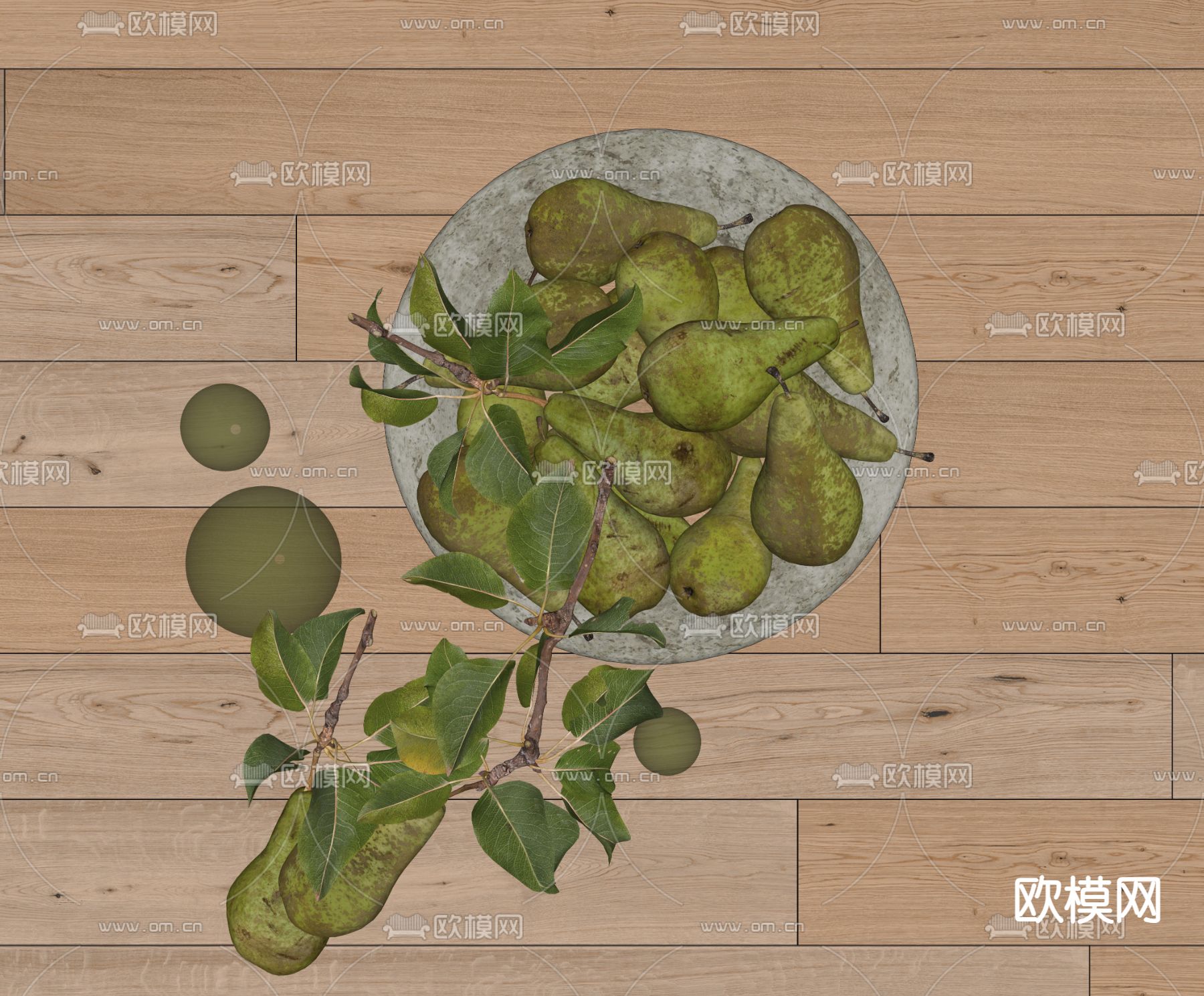 梨子 果盘su模型下载（渲染图2）