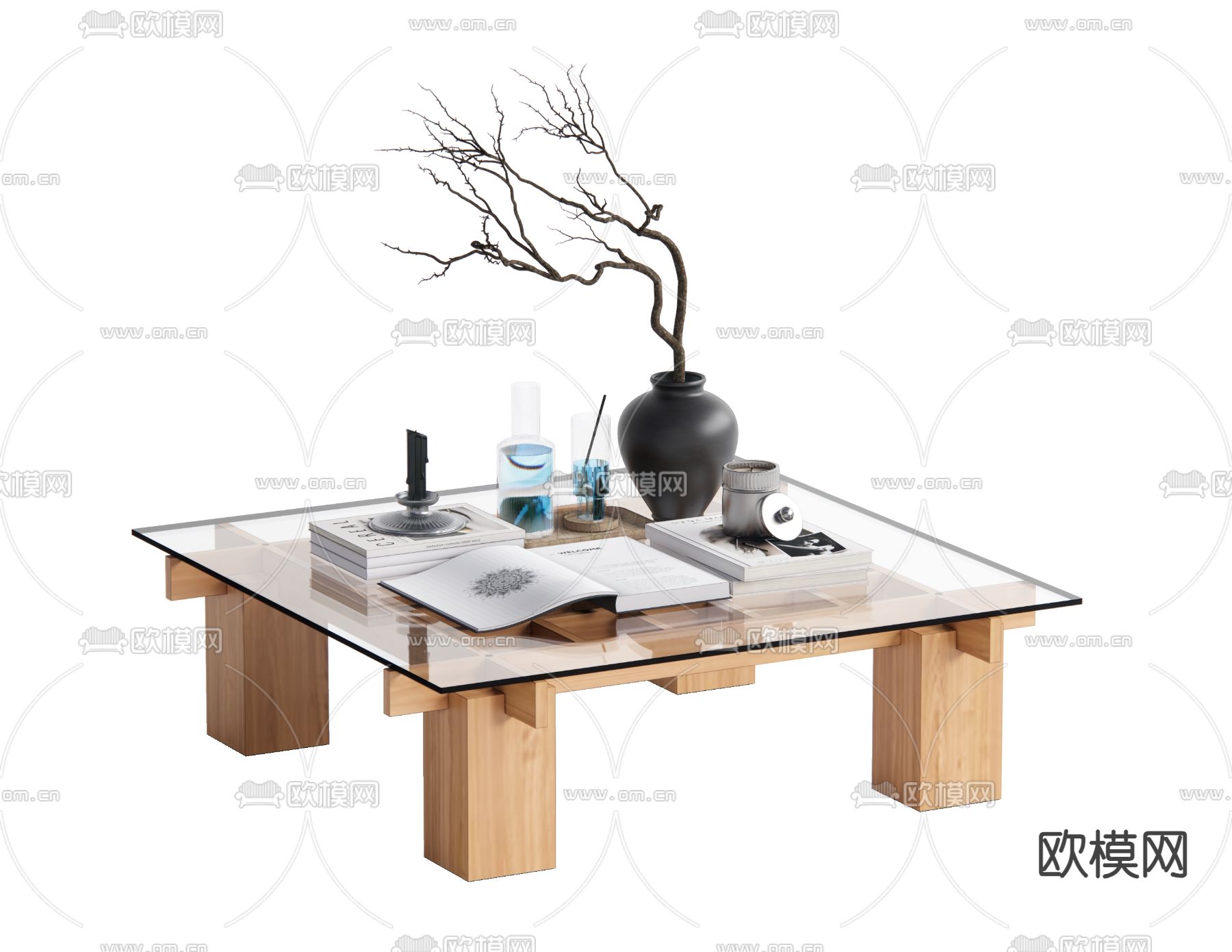 中古风茶几su模型下载（渲染图1）