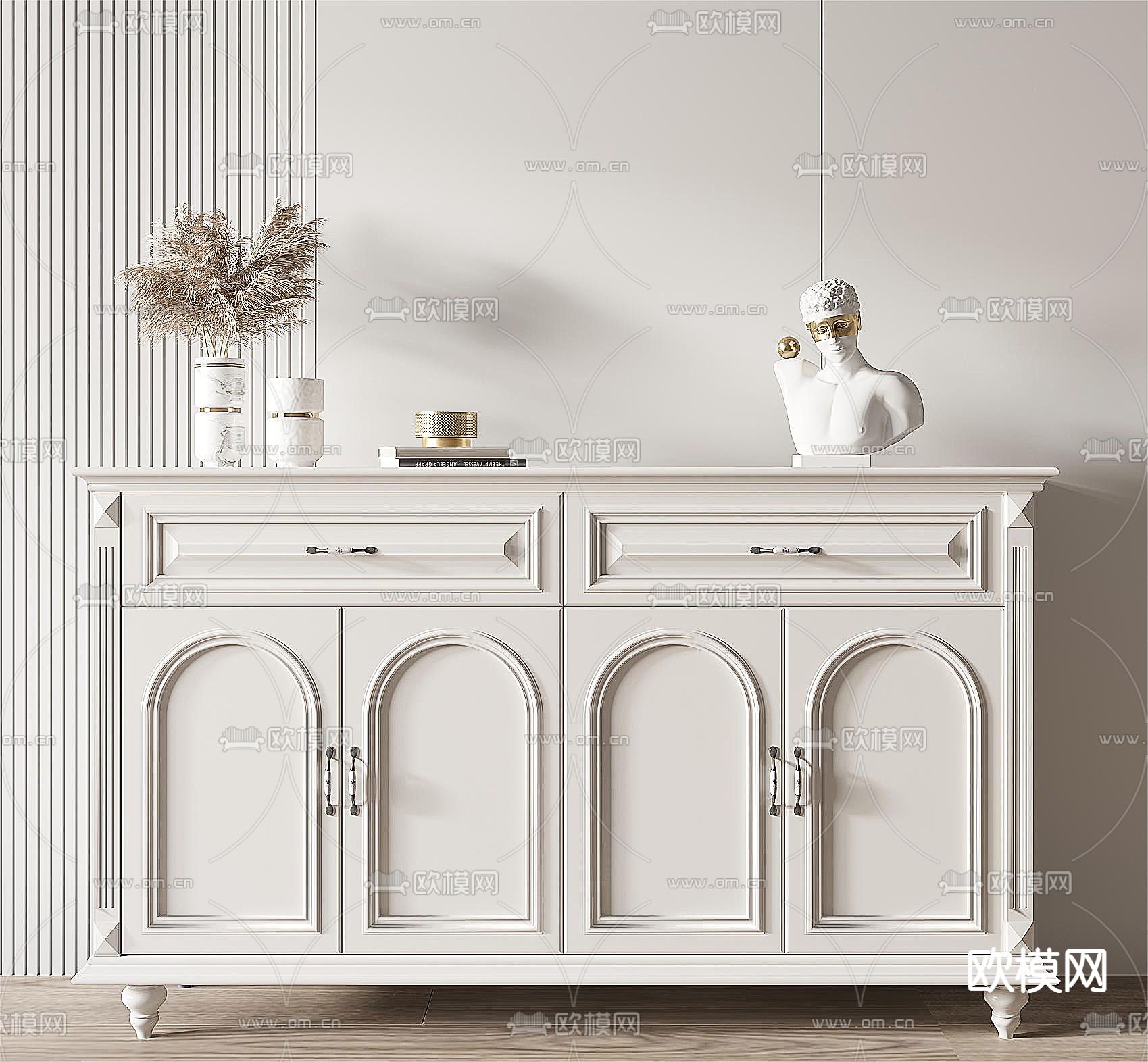 美式边柜 玄关柜 端景柜3d模型下载