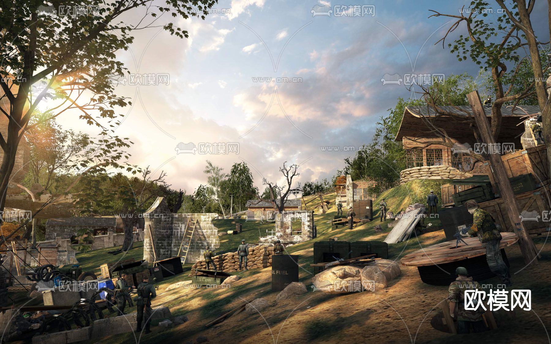 战后风战场 废墟3d模型下载