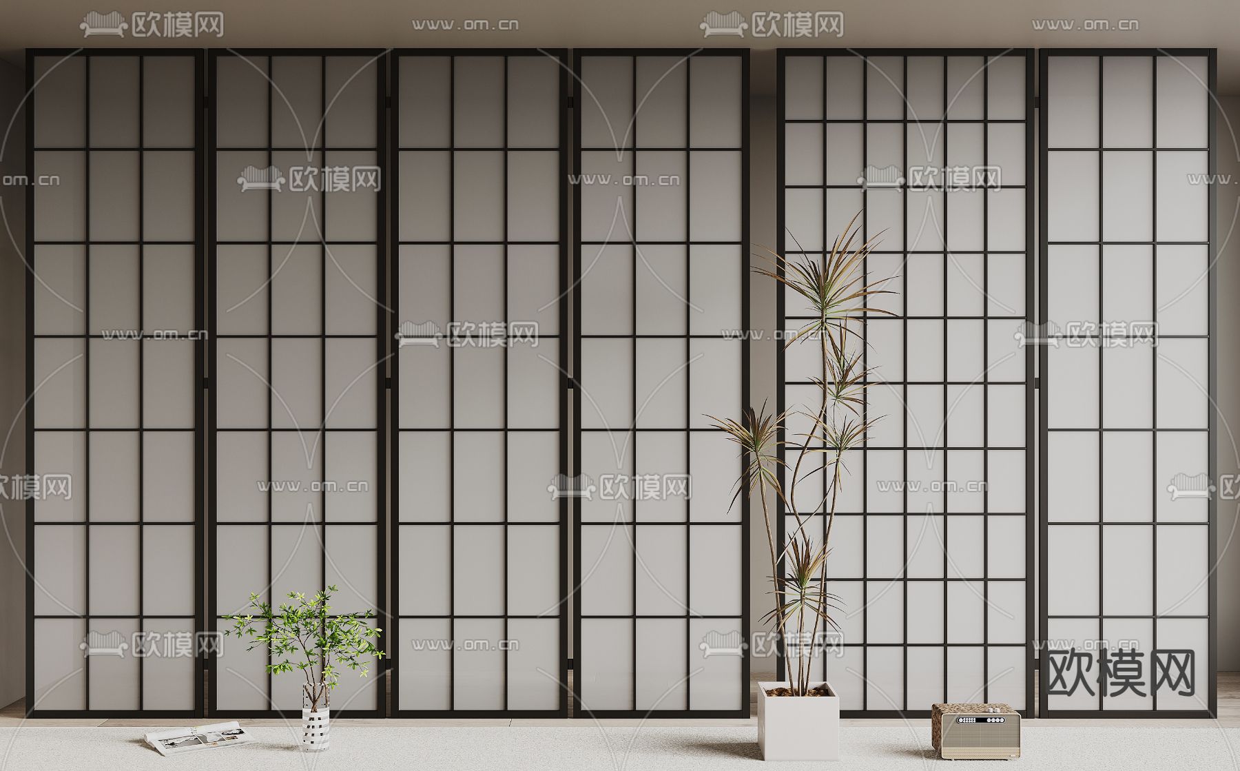 日式屏风su模型下载（渲染图1）