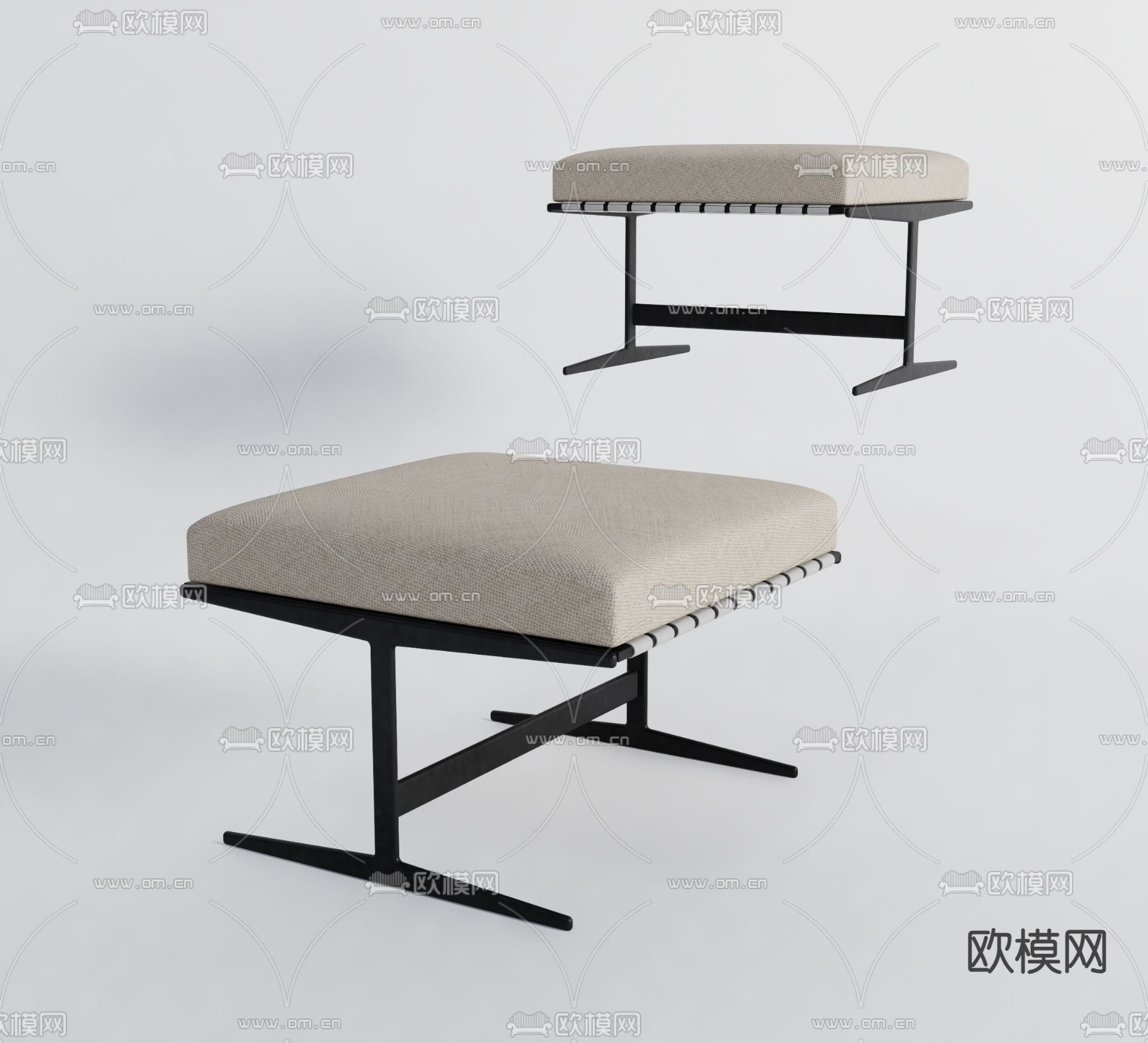 现代沙发凳 小板凳su模型下载（渲染图1）