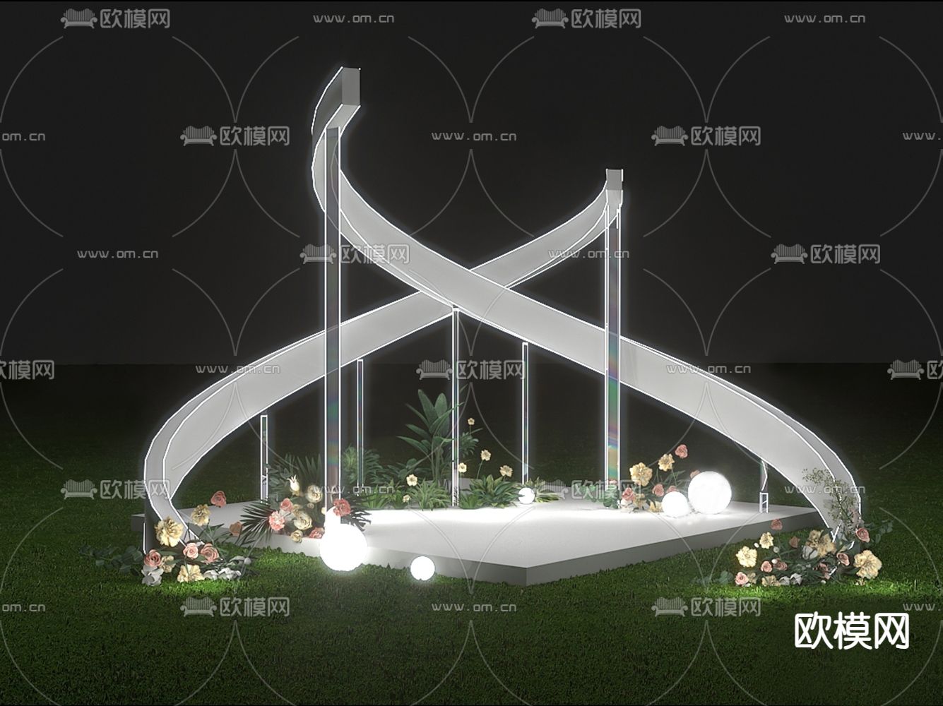 现代美陈su模型下载（渲染图1）