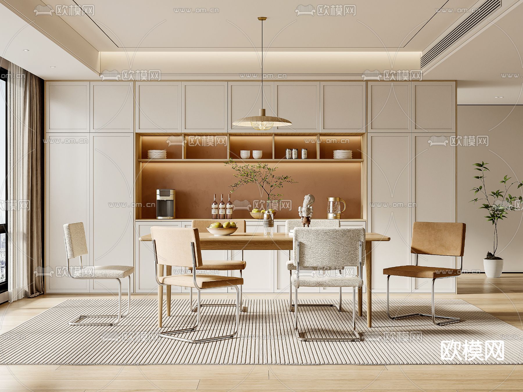 北欧餐厅su模型下载（渲染图2）