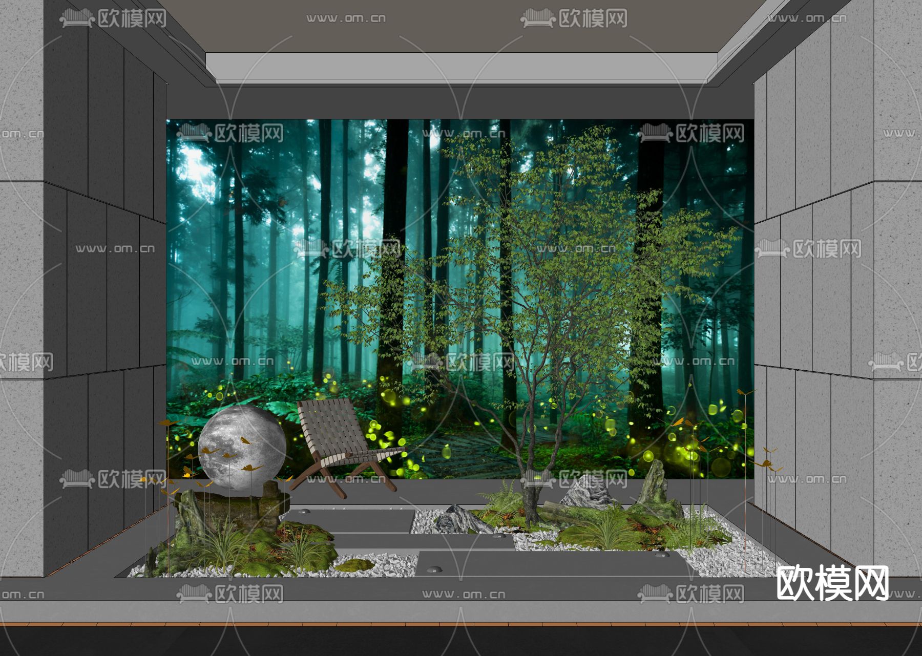 庭院小品 室内造景su模型下载（渲染图2）