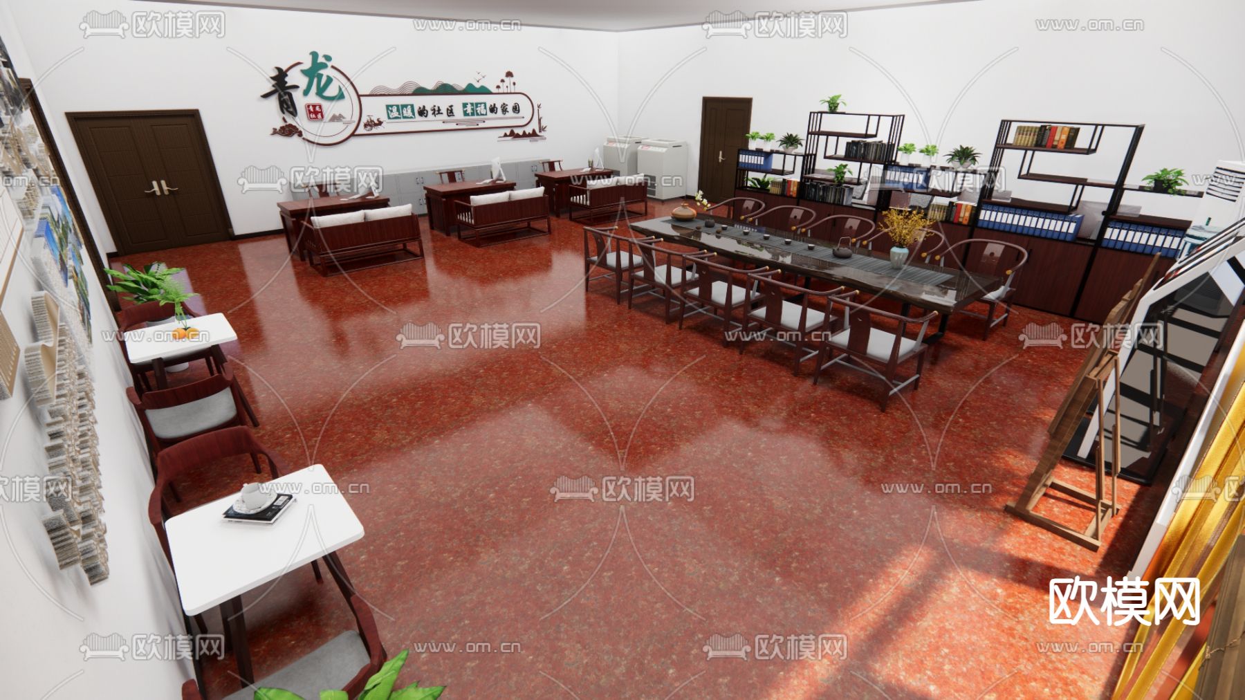 社区办事大厅 社区大厅su模型下载（渲染图2）