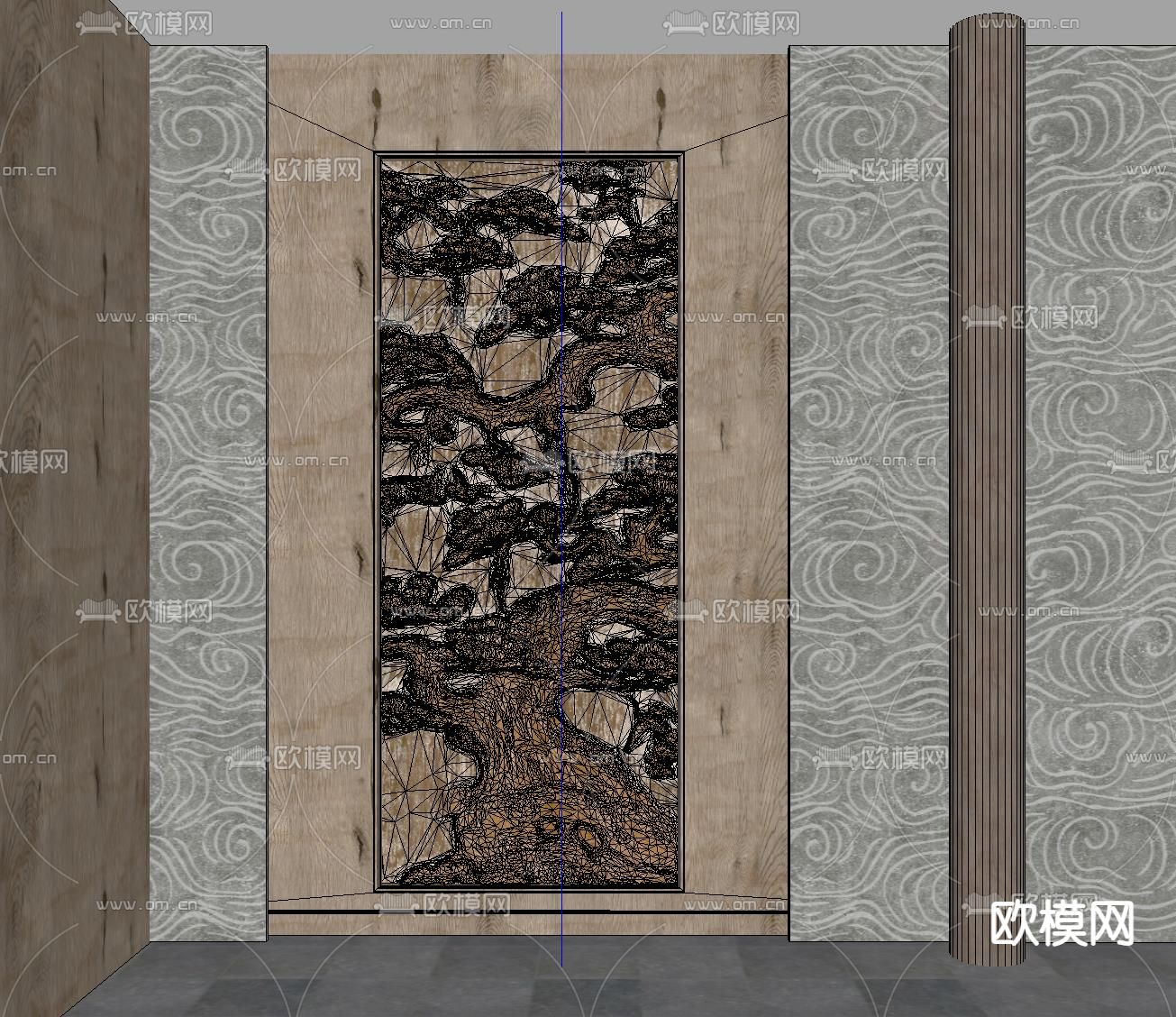 新中式浮雕 雕花 木雕su模型下载（渲染图3）