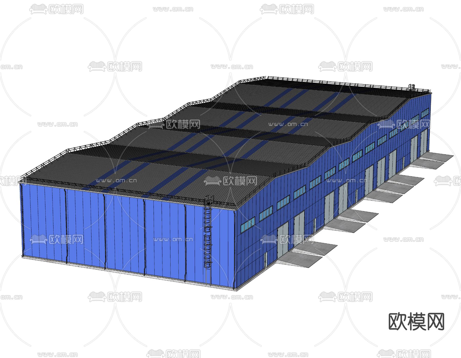 现代仓库 库房 厂房su模型下载（渲染图2）