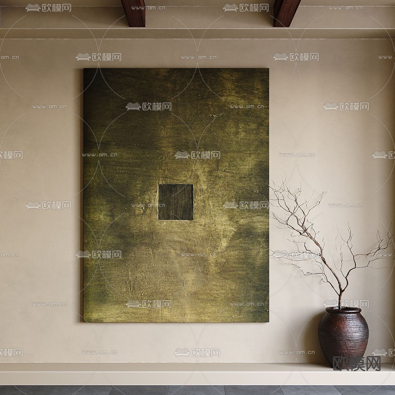 侘寂风装饰画su模型