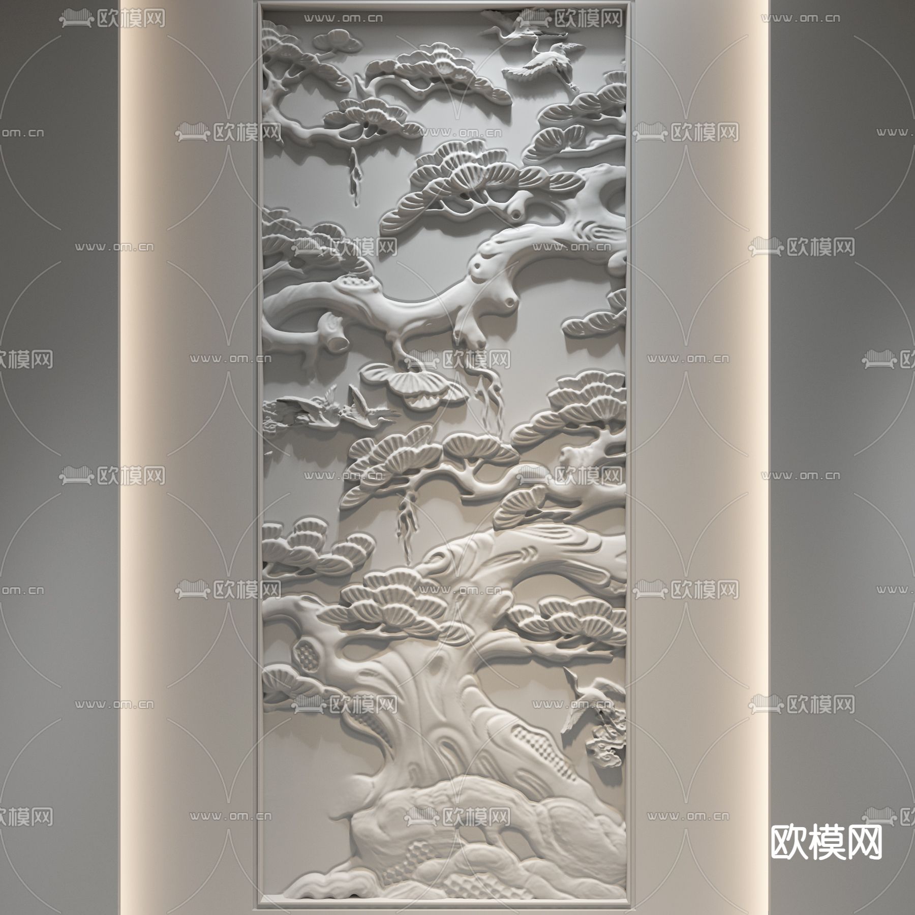 新中式浮雕 雕花 木雕su模型下载（渲染图2）