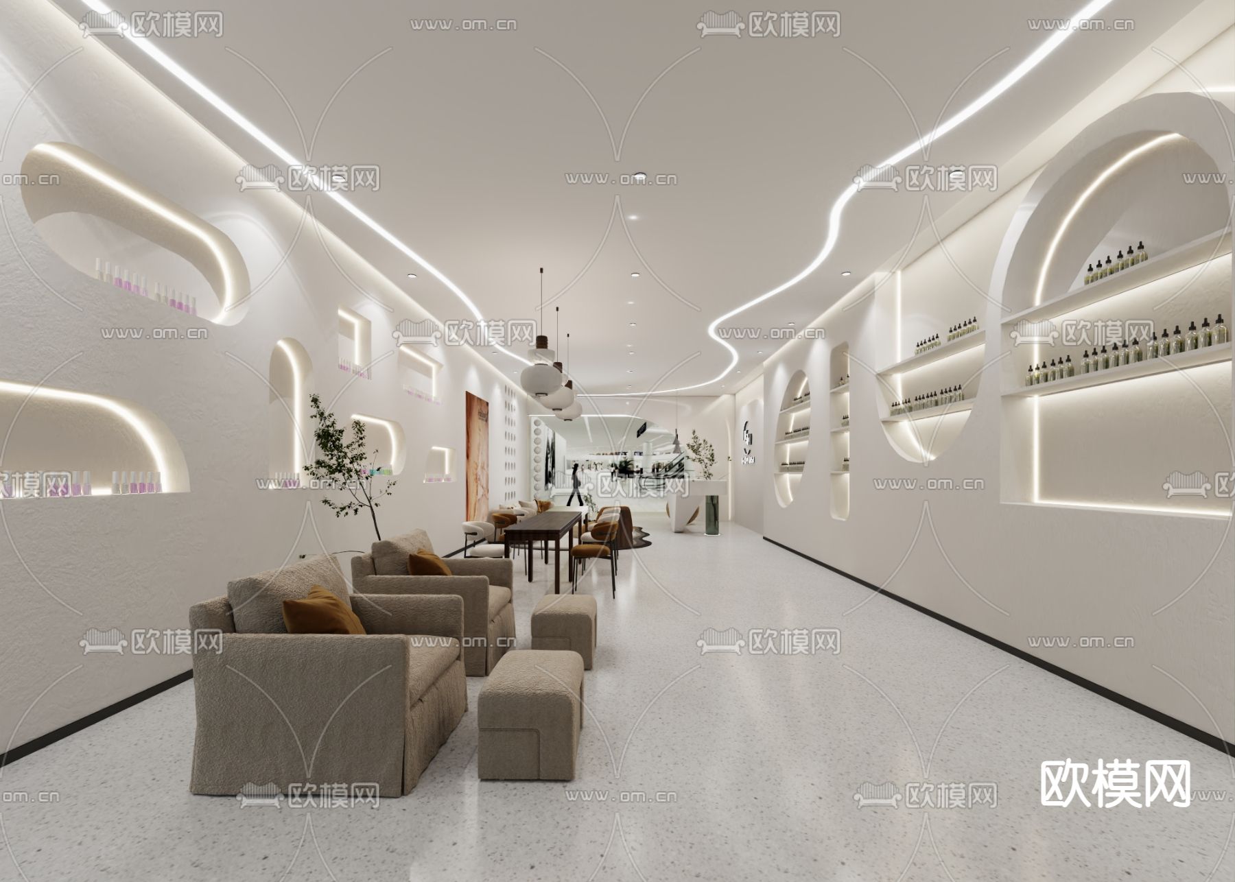 侘寂风美容店免费3d模型下载