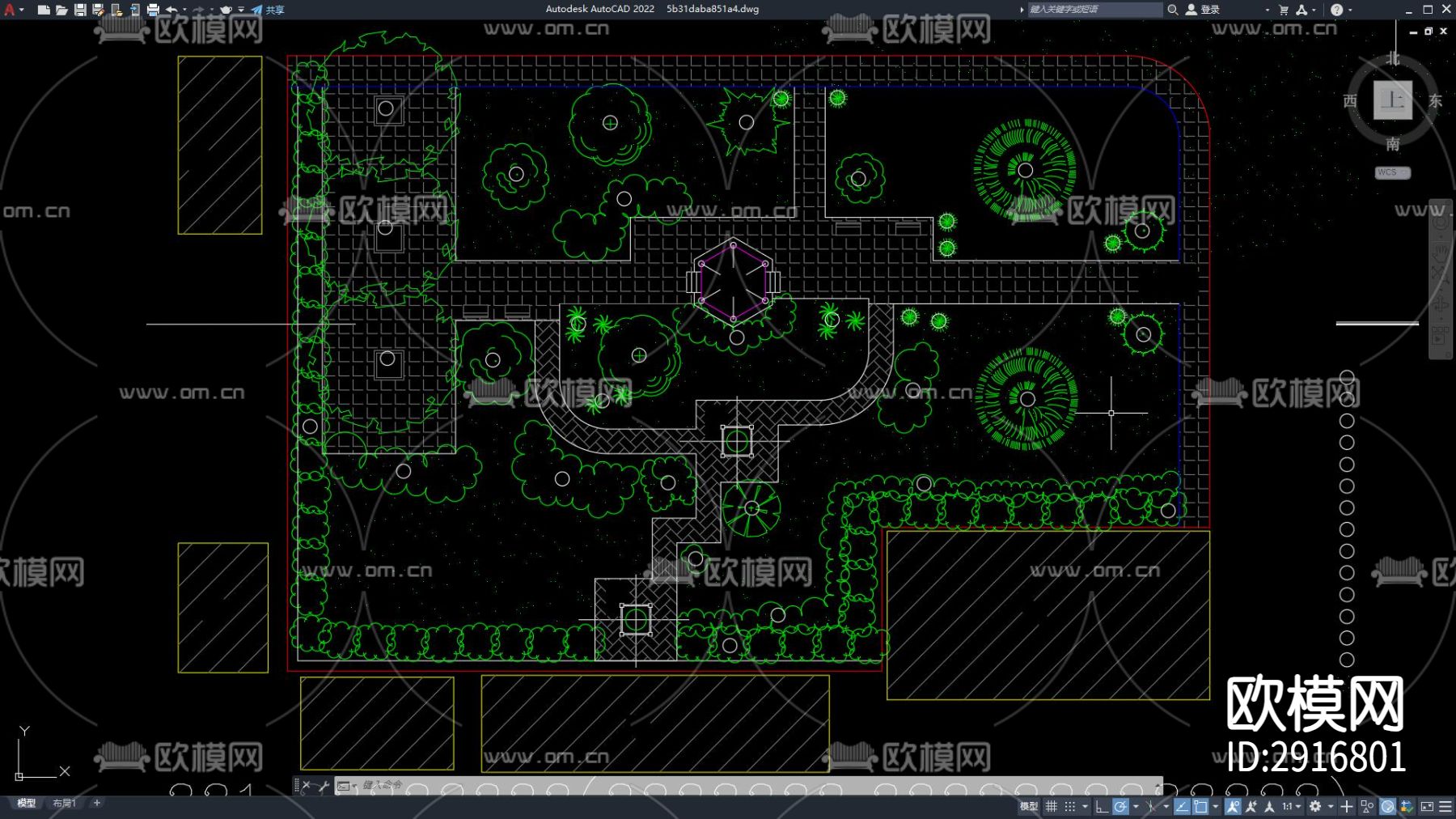 村子公园景观 公园景观 乡村公园 园林景观 小广场cad施工图下载（渲染图2）