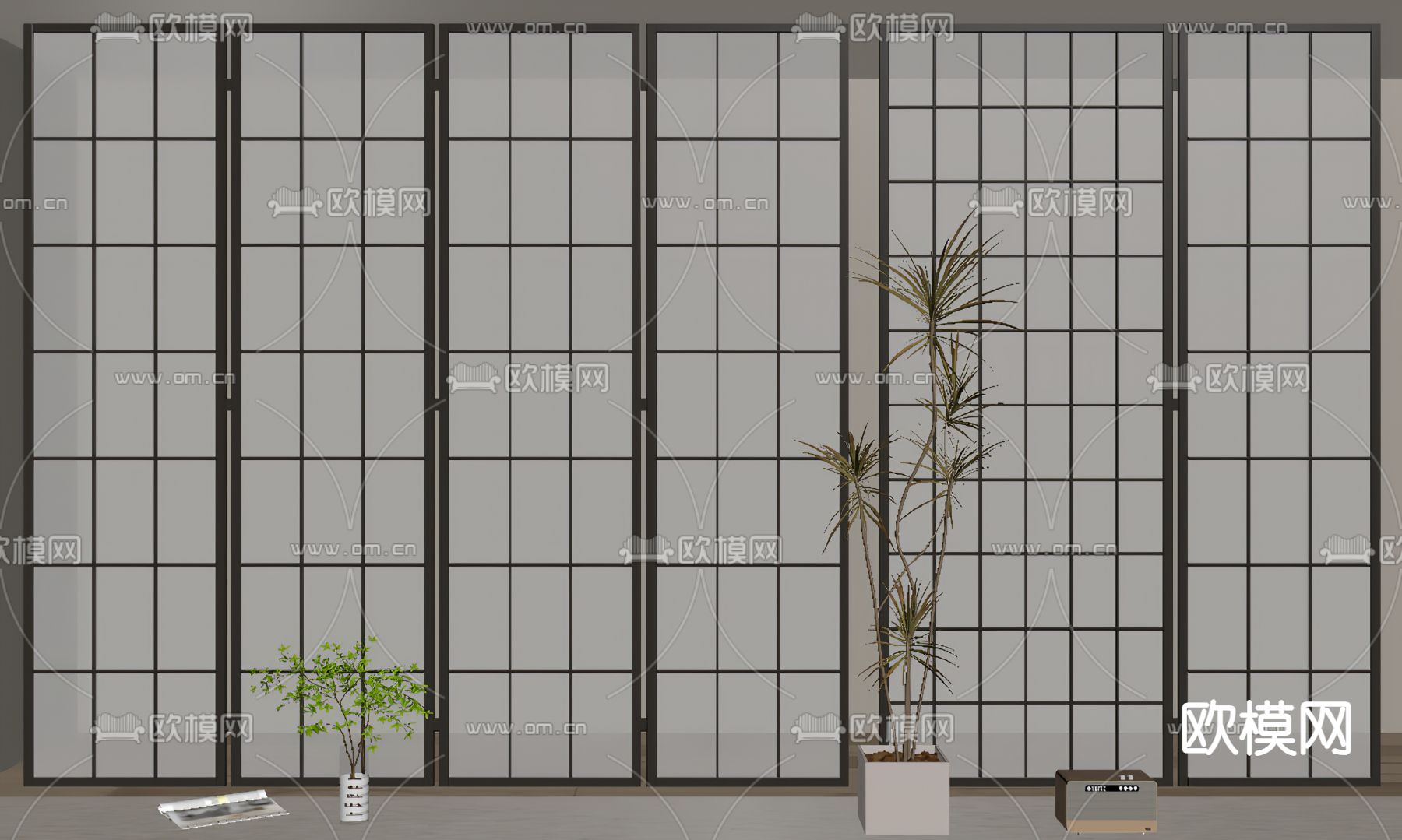 日式屏风su模型下载（渲染图3）