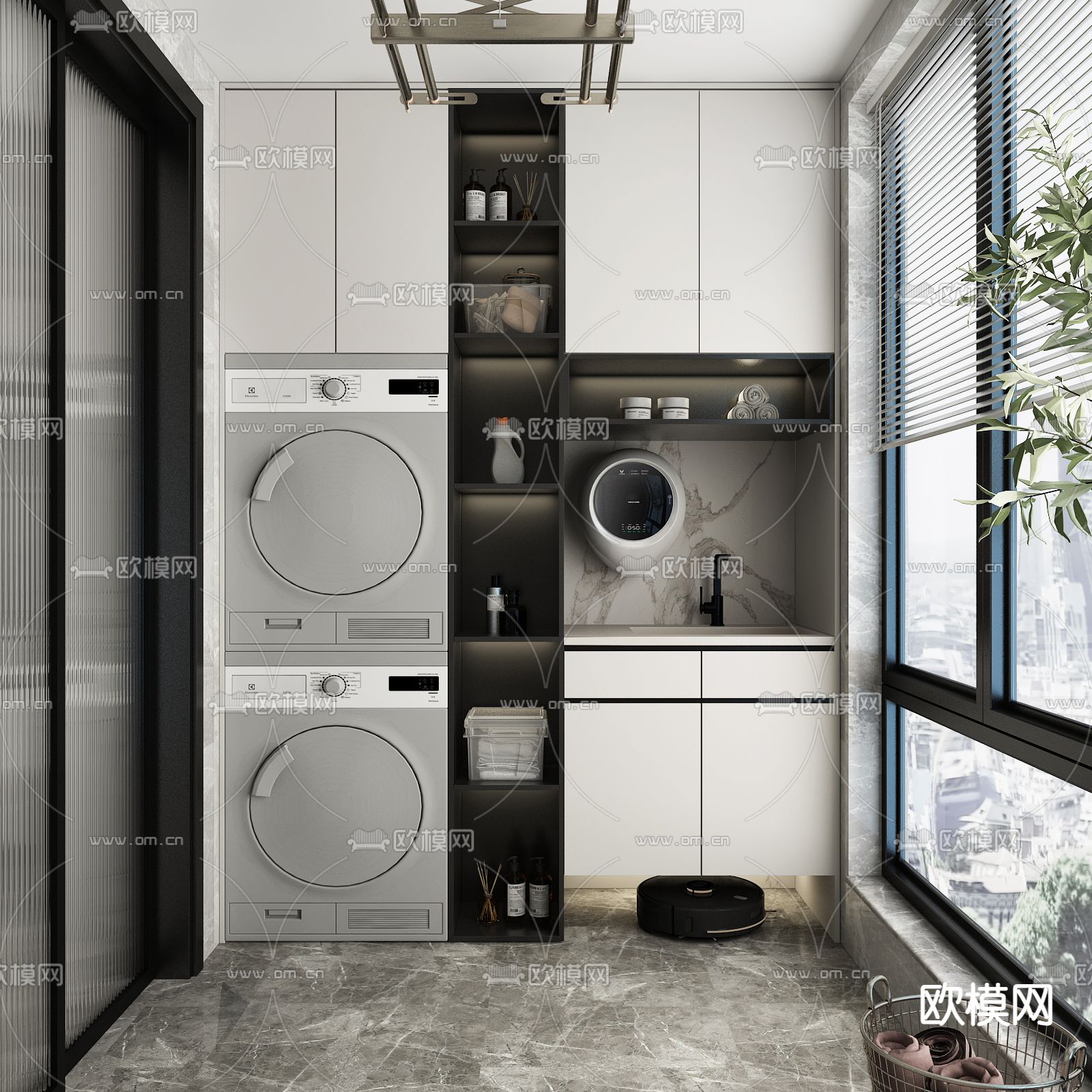 生活阳台 洗衣房3d模型下载
