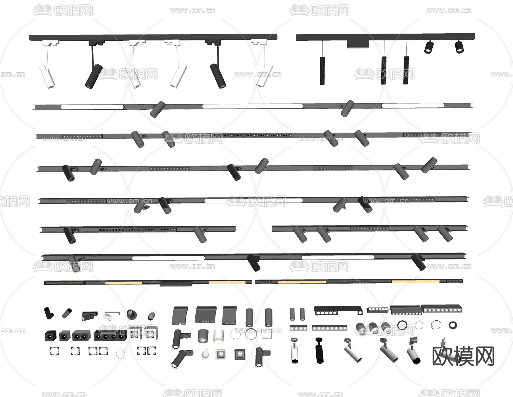 筒灯射灯 轨道射灯su模型下载（渲染图2）