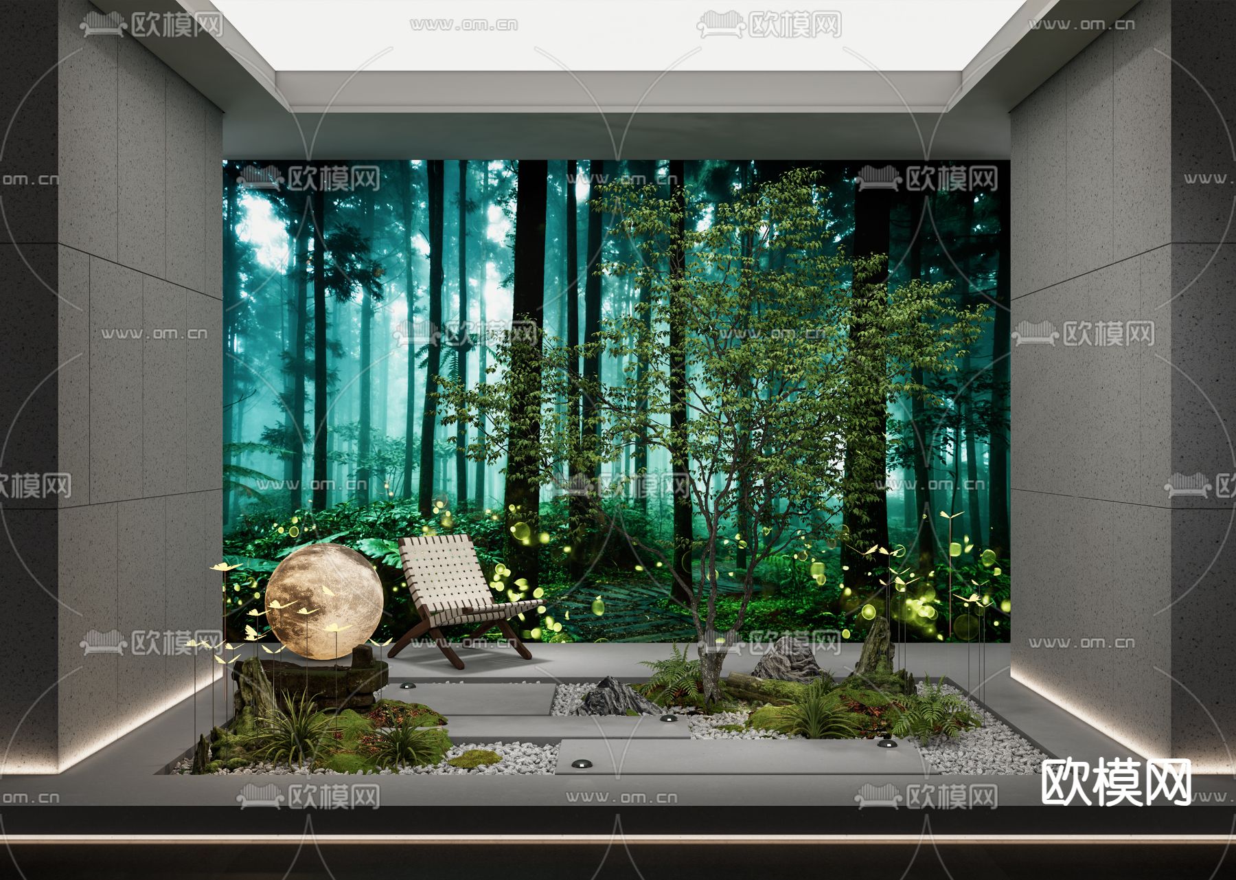 庭院小品 室内造景su模型下载（渲染图1）