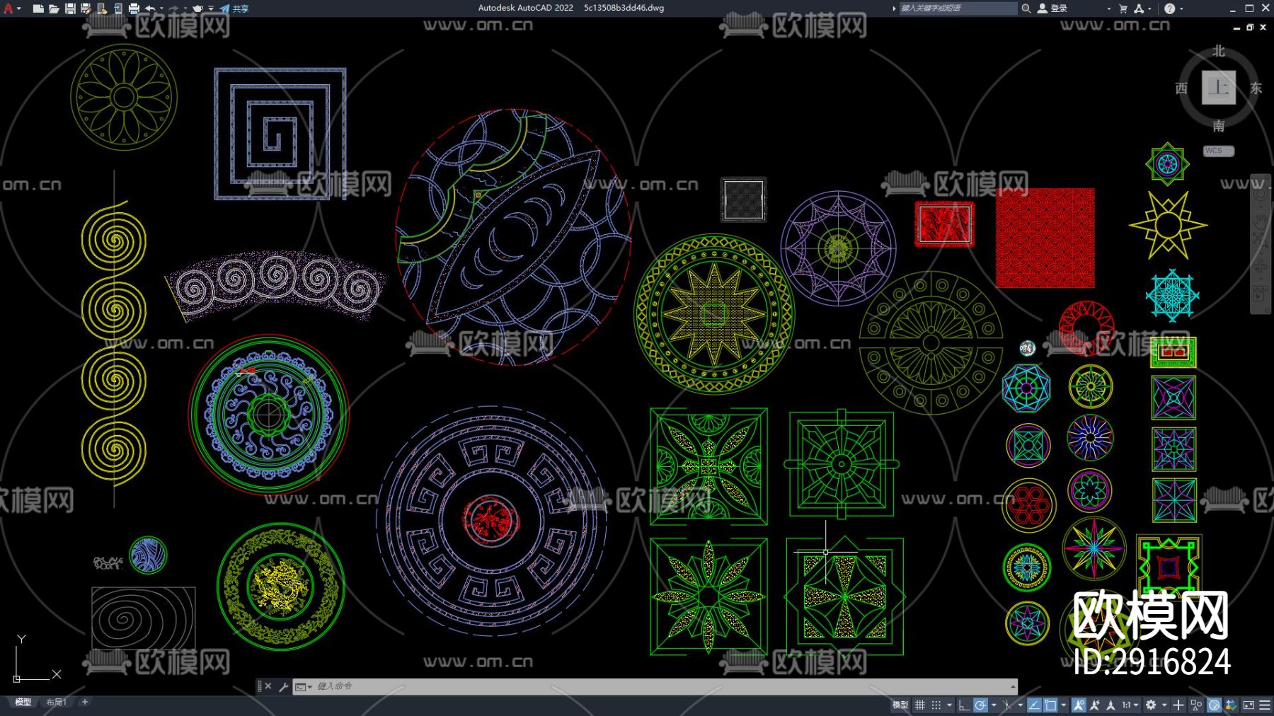 地面拼花模型 地面拼花 地砖花纹cad图库下载