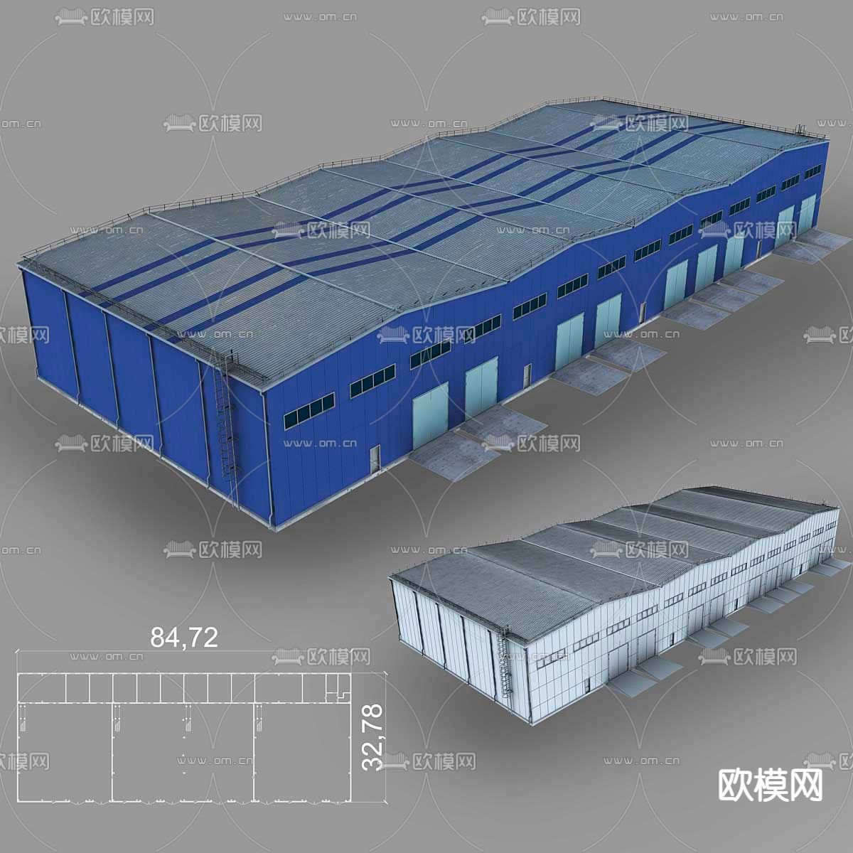 现代仓库 库房 厂房su模型下载（渲染图1）