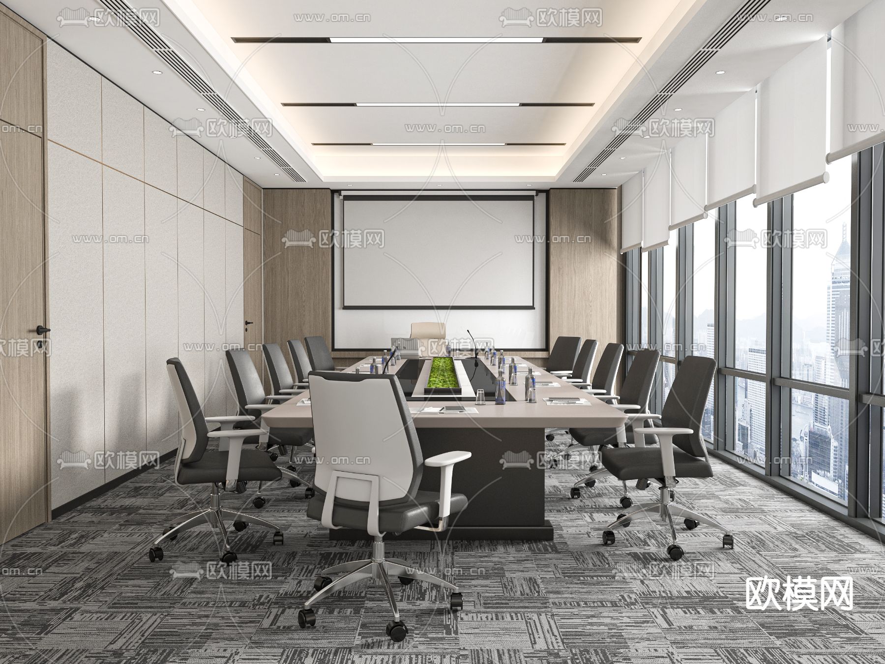 现代会议室3d模型下载