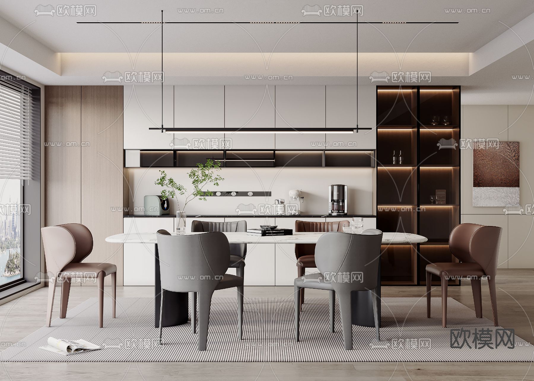 现代餐厅3d模型下载