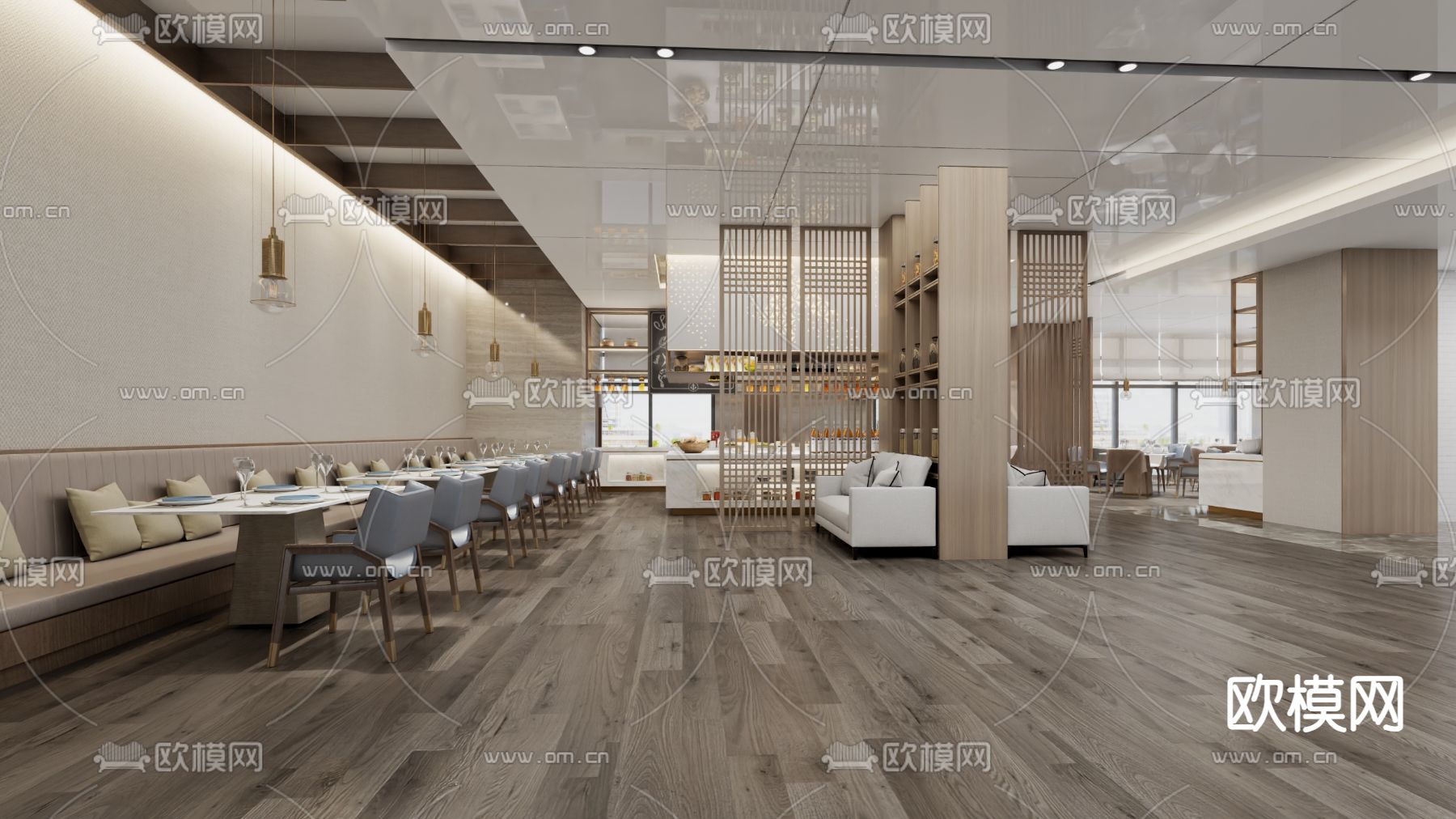 自助餐厅3d模型下载（渲染图3）