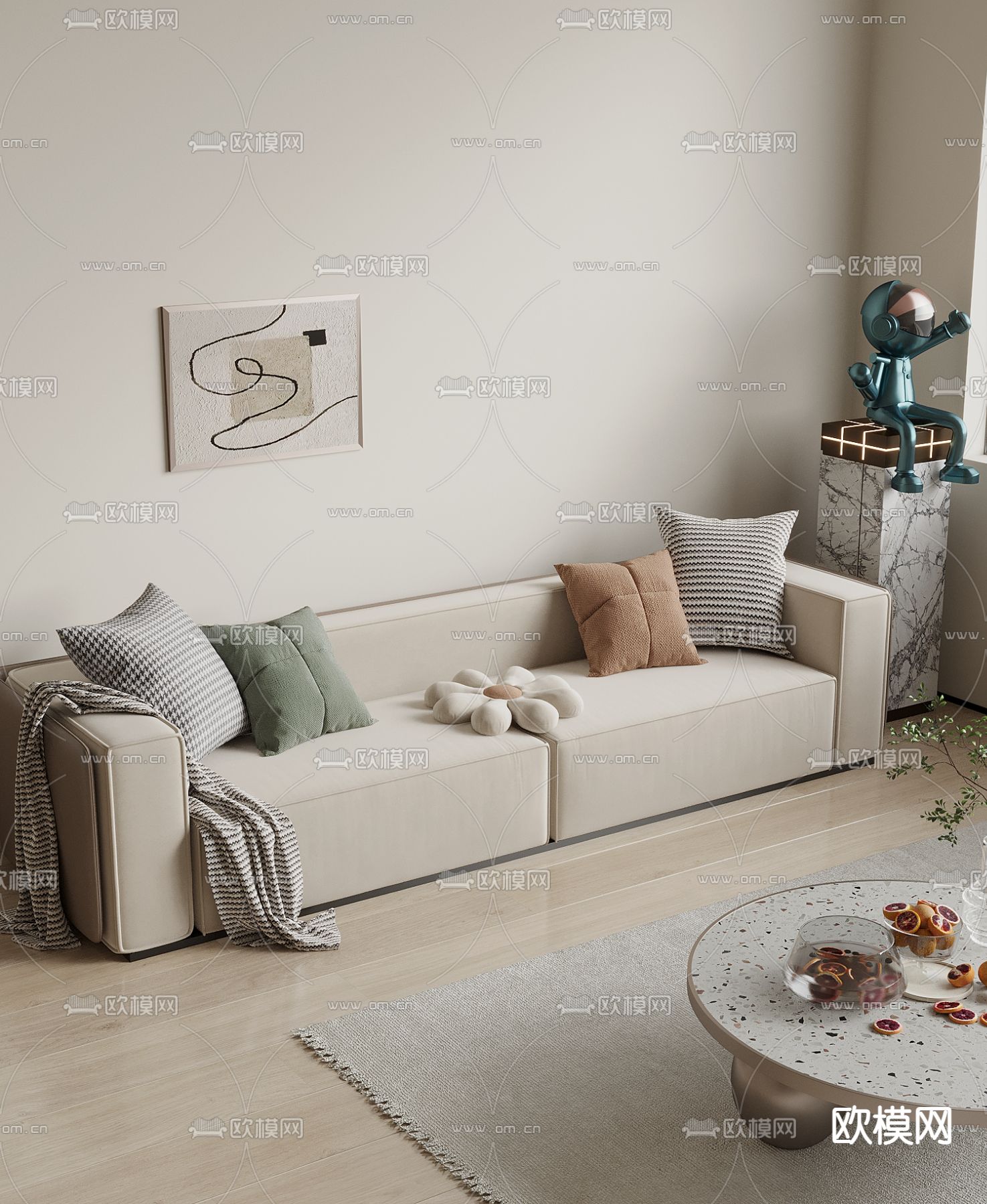 奶油风沙发 双人沙发3d模型下载