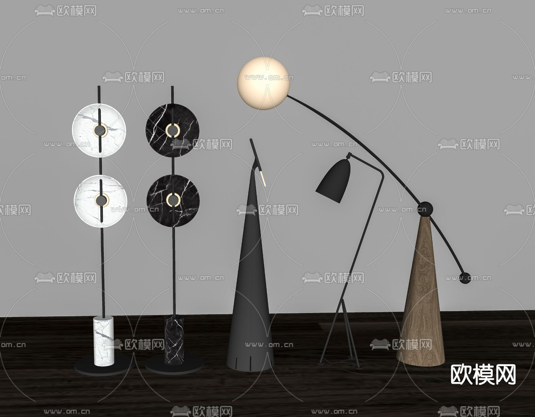 现代落地灯su模型下载（渲染图2）