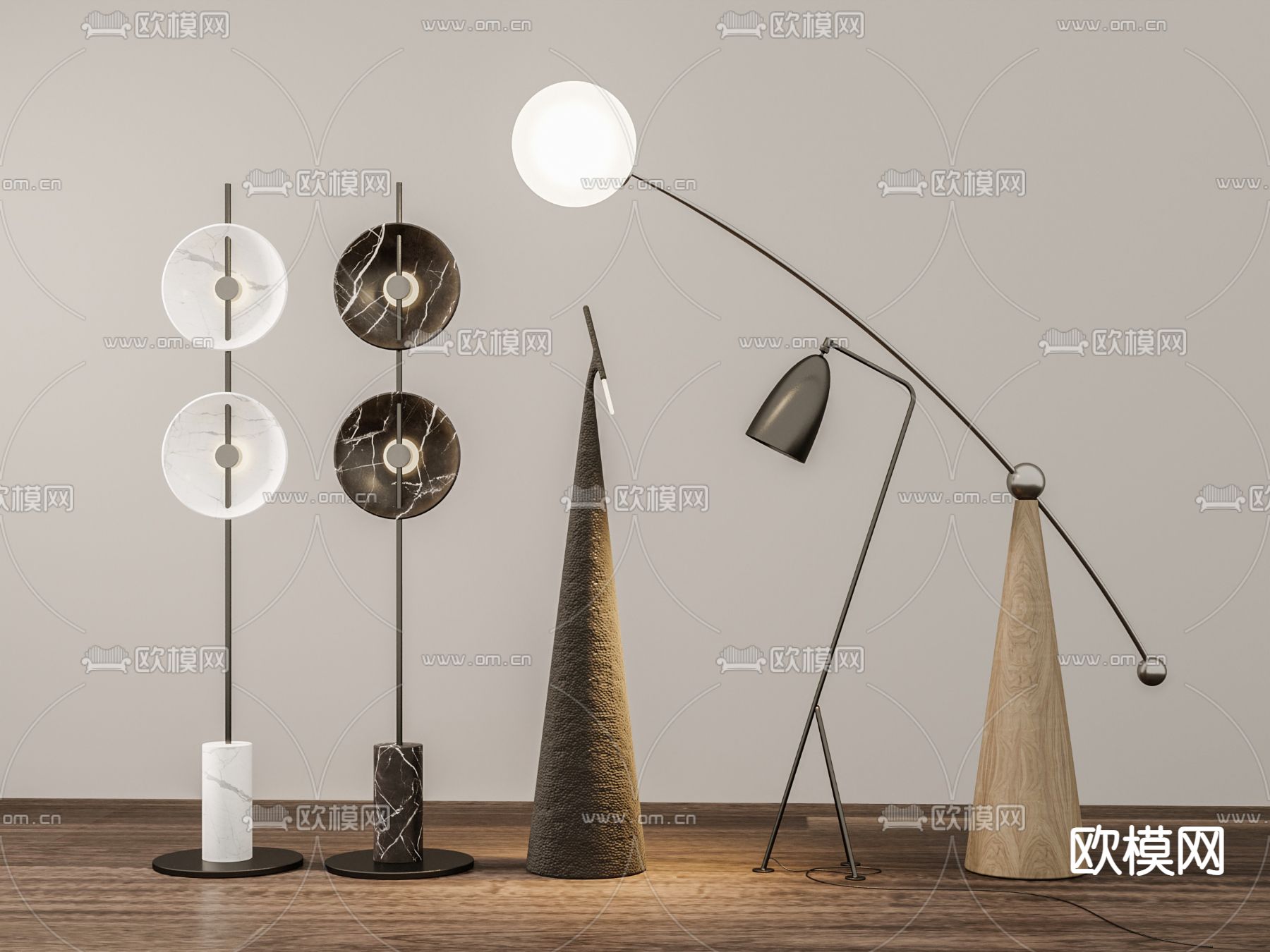 现代落地灯su模型下载（渲染图1）
