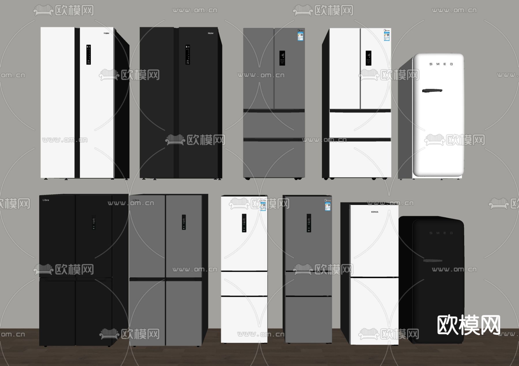 双门冰箱 智能冰箱su模型下载（渲染图2）