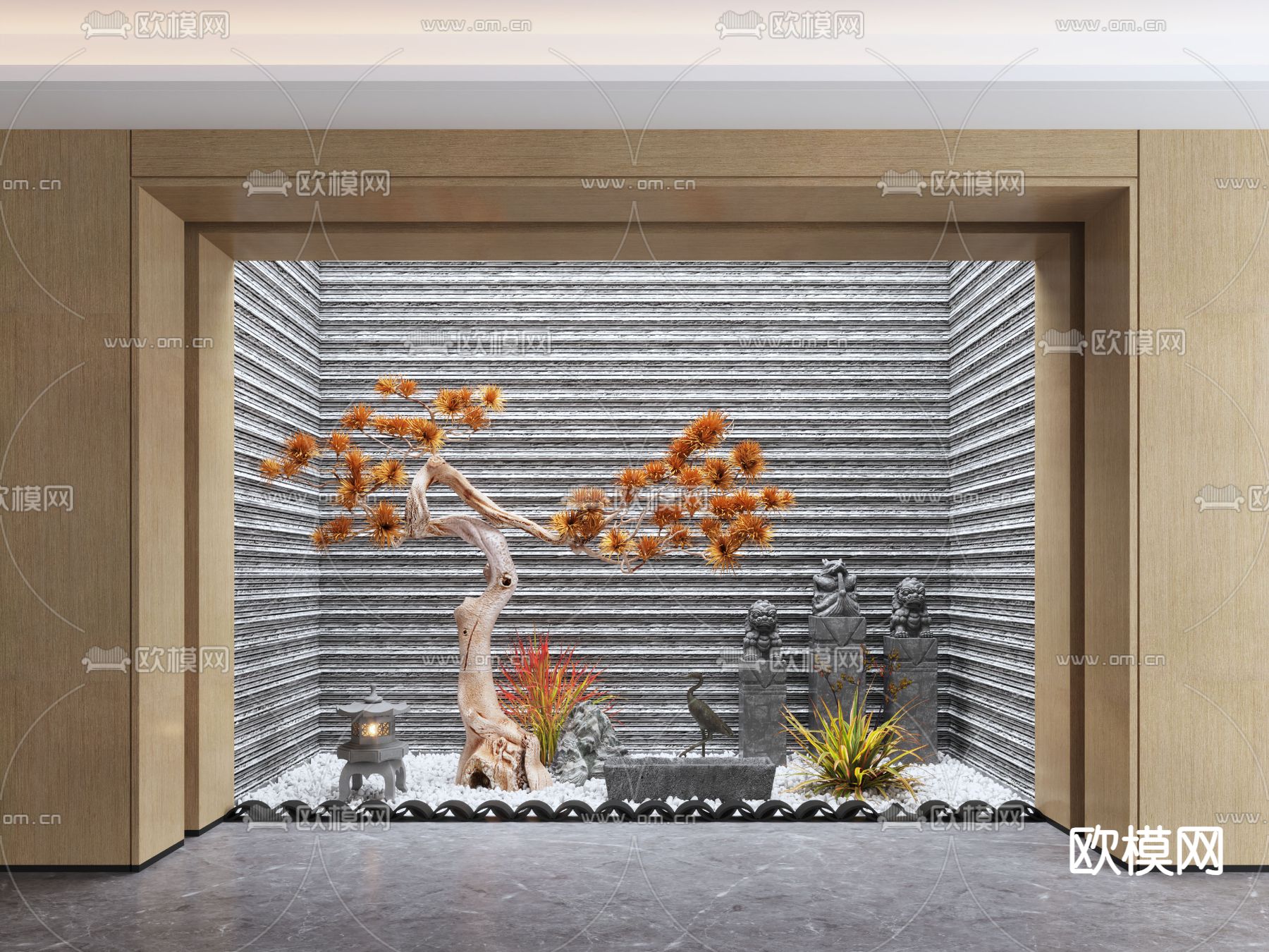 枫叶 植物堆 室内造景su模型下载（渲染图1）