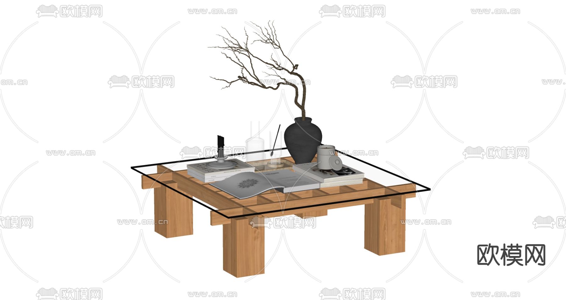 中古风茶几su模型下载（渲染图2）