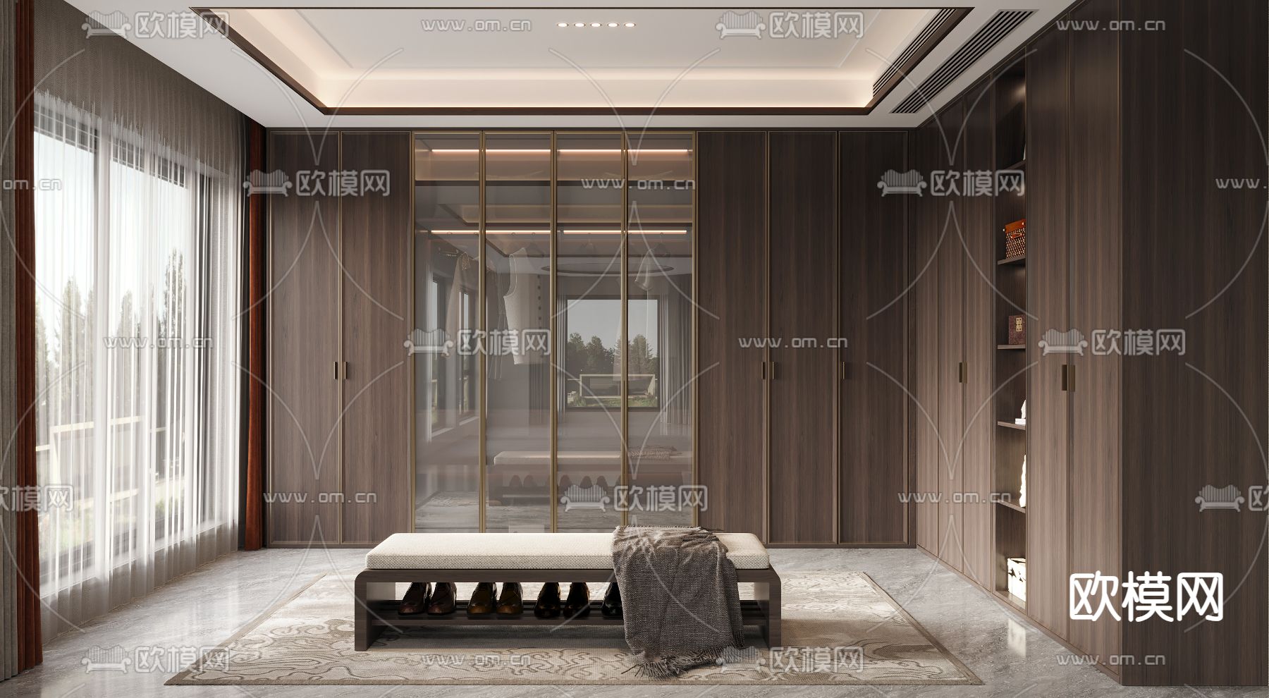 新中式衣帽间3d模型下载