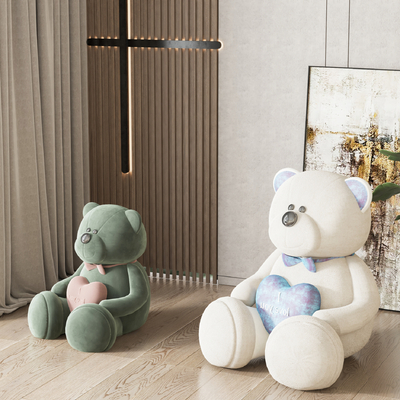  现代毛绒玩具su模型 