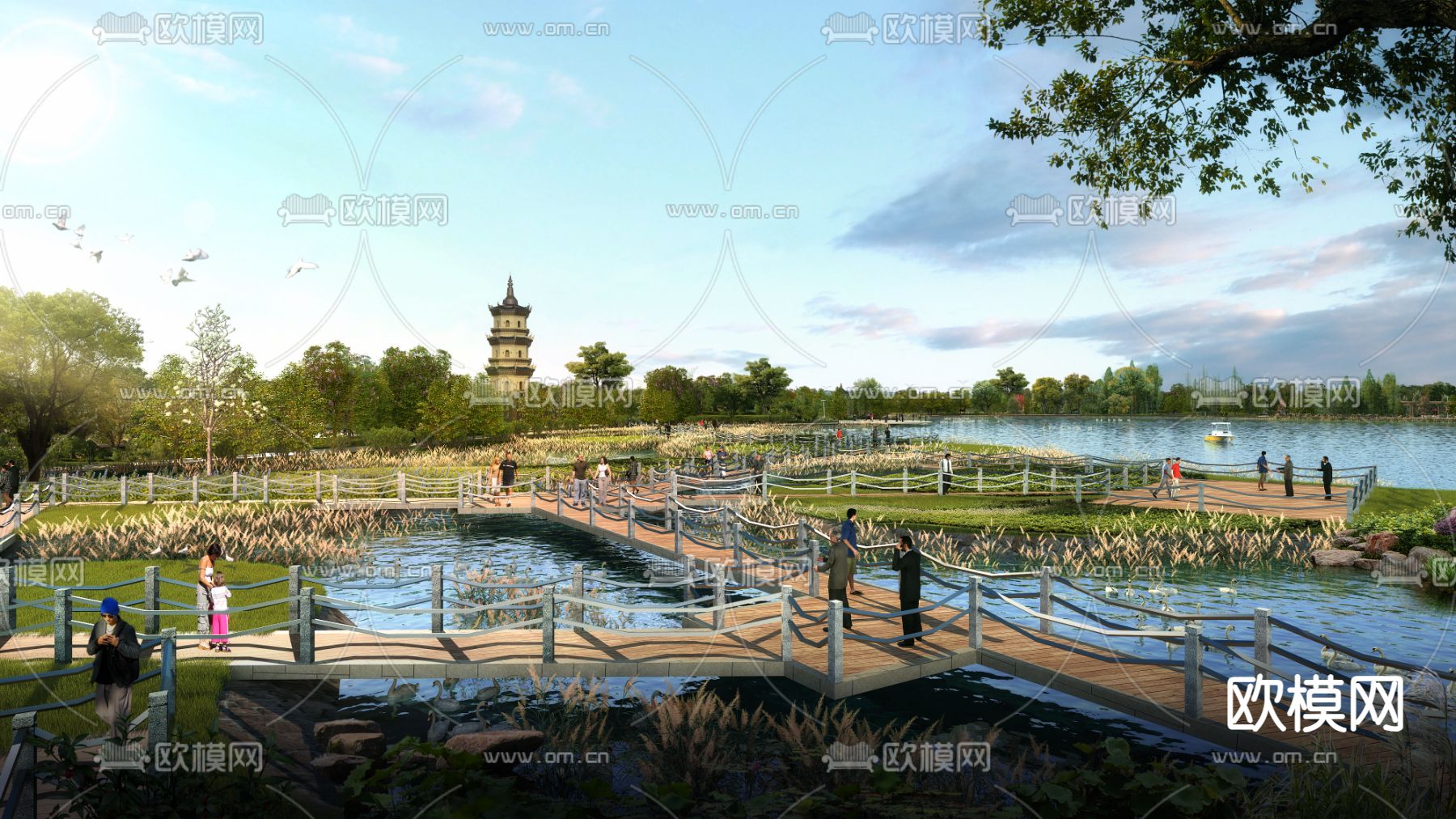 湿地公园 园林景观3d模型下载