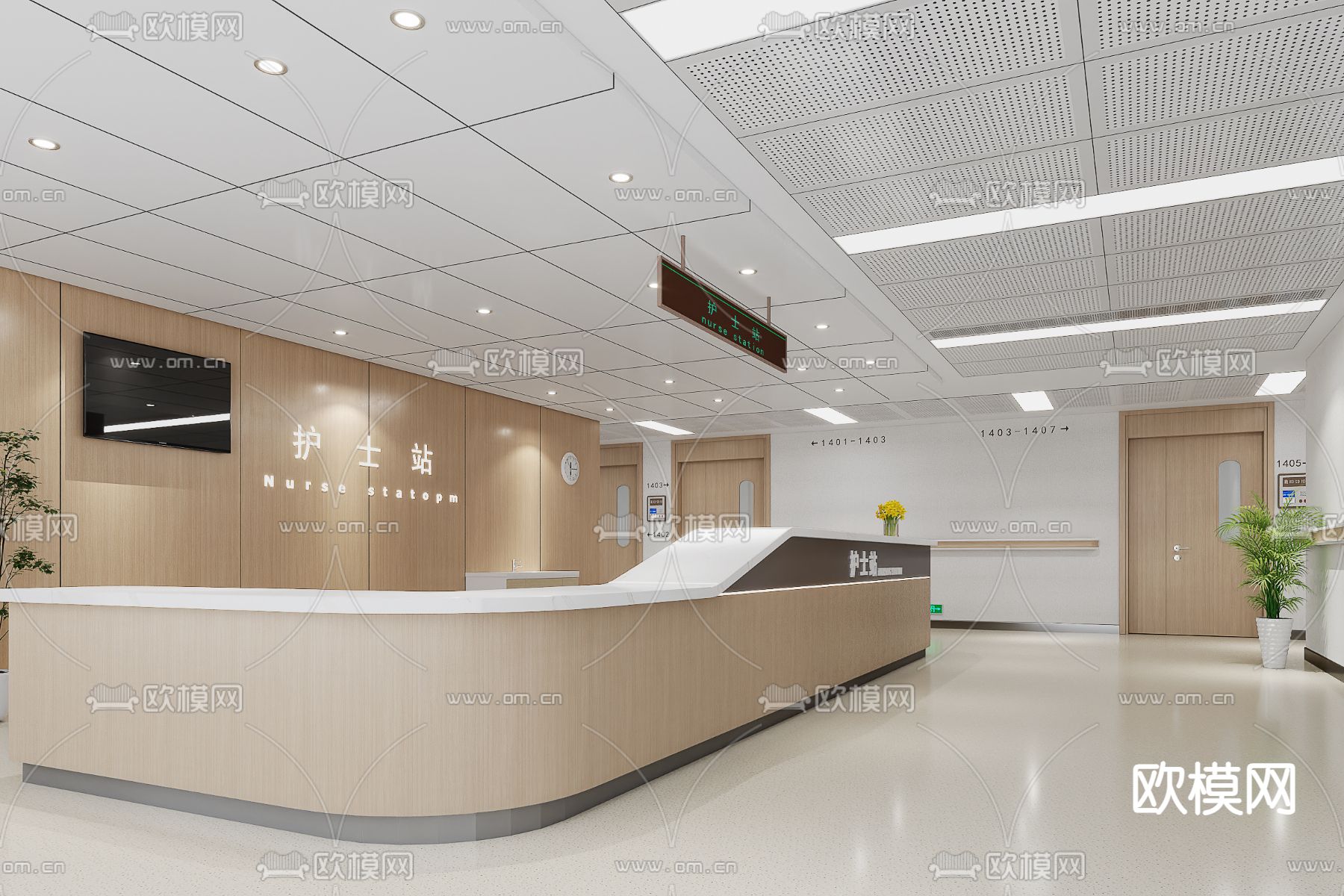 医院护士站3d模型下载