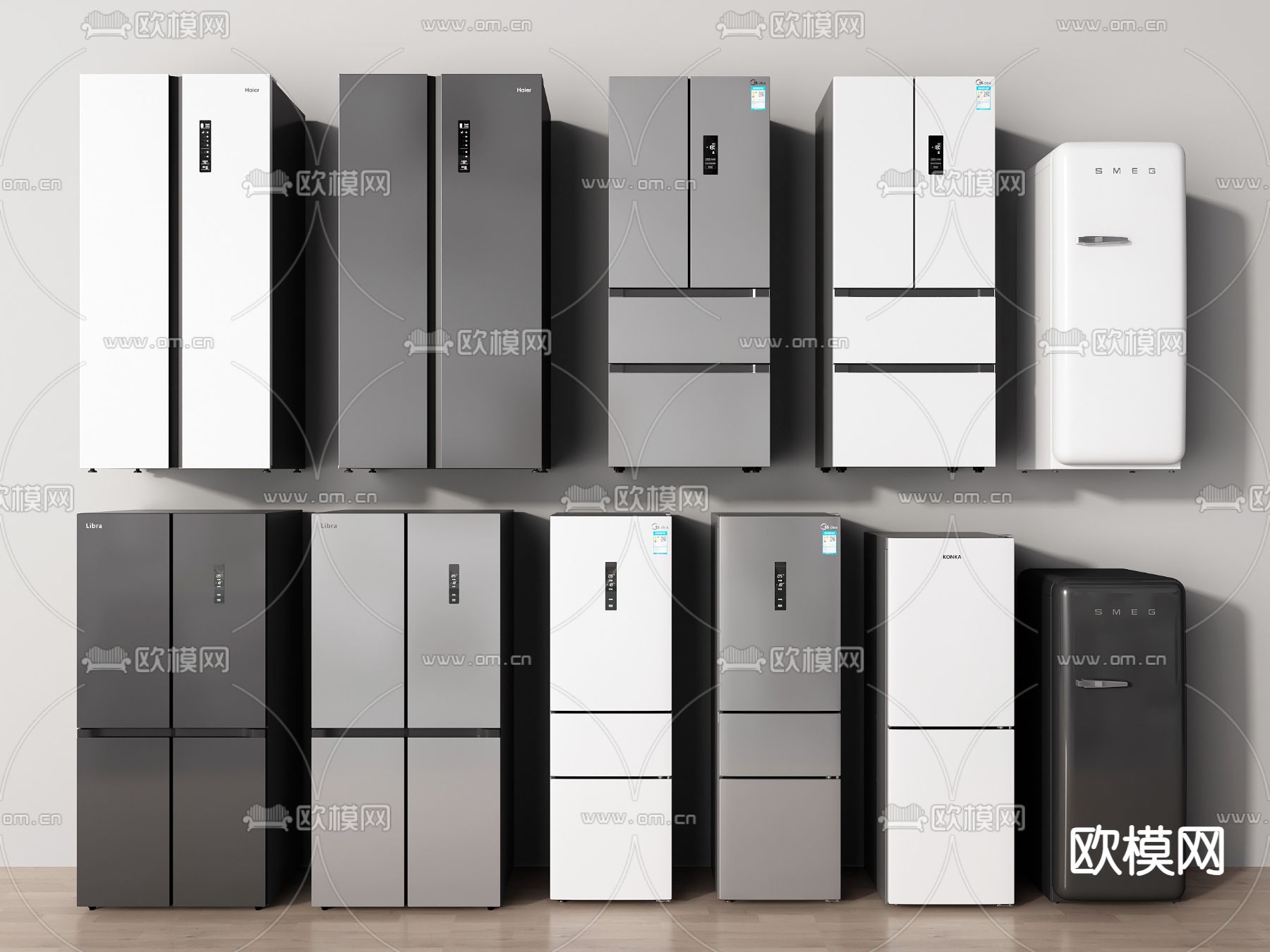 双门冰箱 智能冰箱su模型下载（渲染图1）