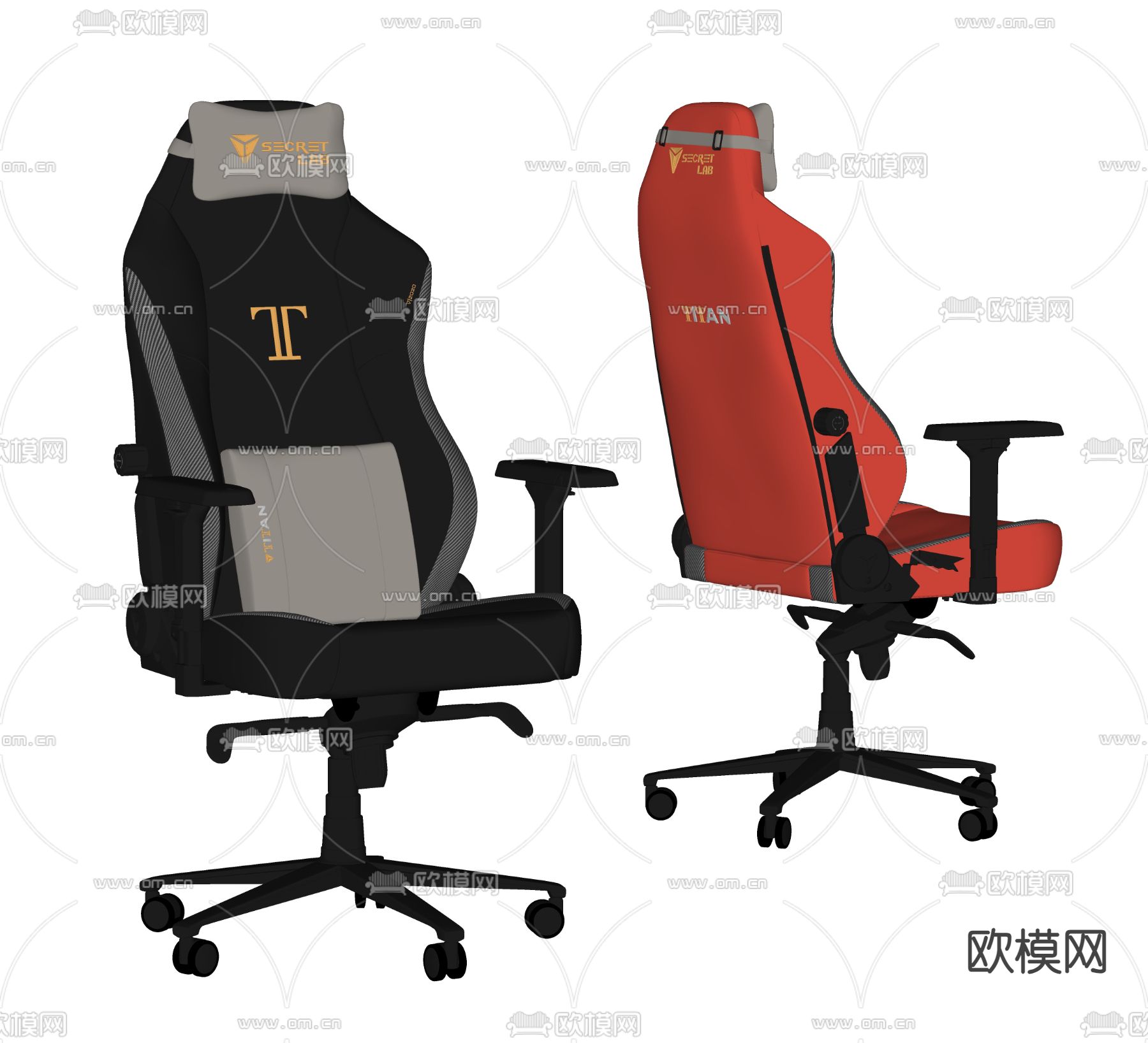 Titan 现代电竞椅 办公椅su模型下载（渲染图2）