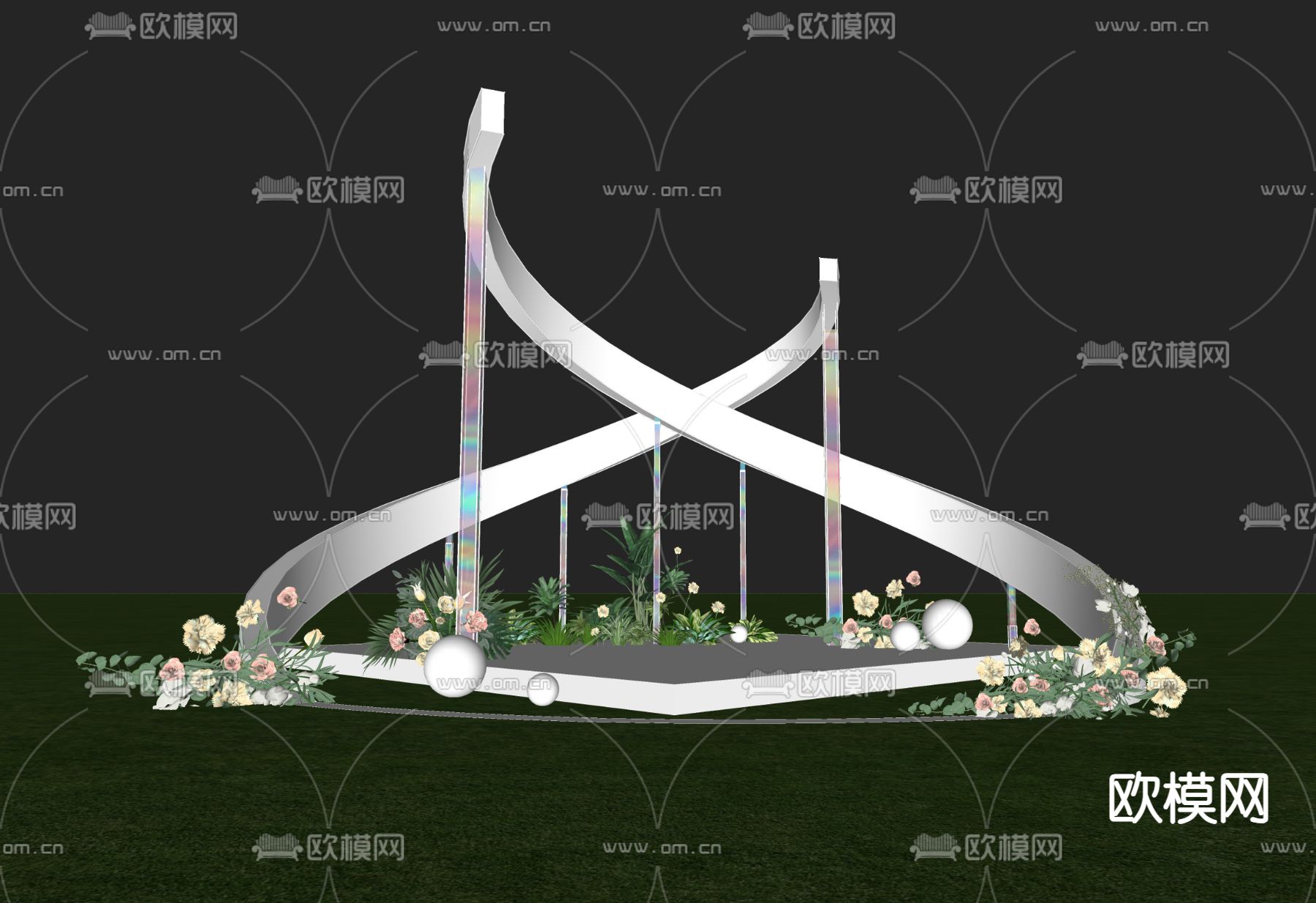 现代美陈su模型下载（渲染图2）