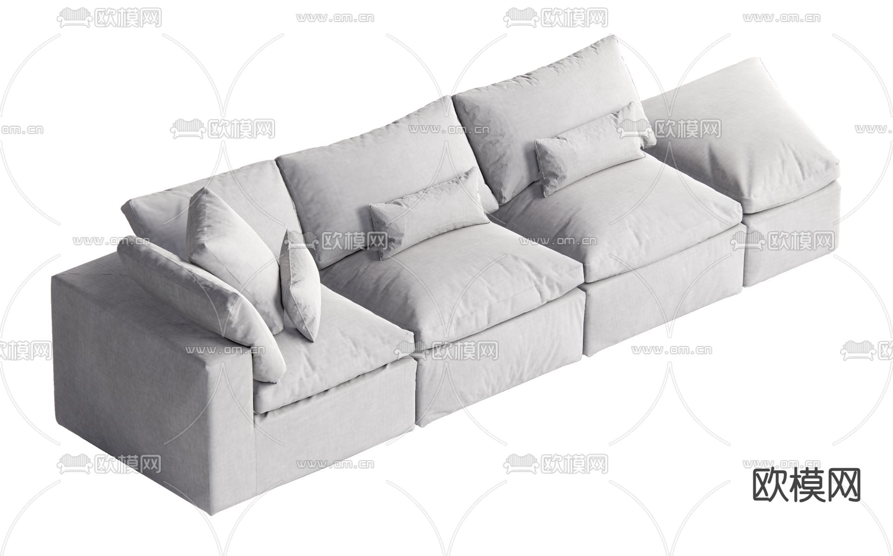 中古风多人沙发su模型下载（渲染图1）