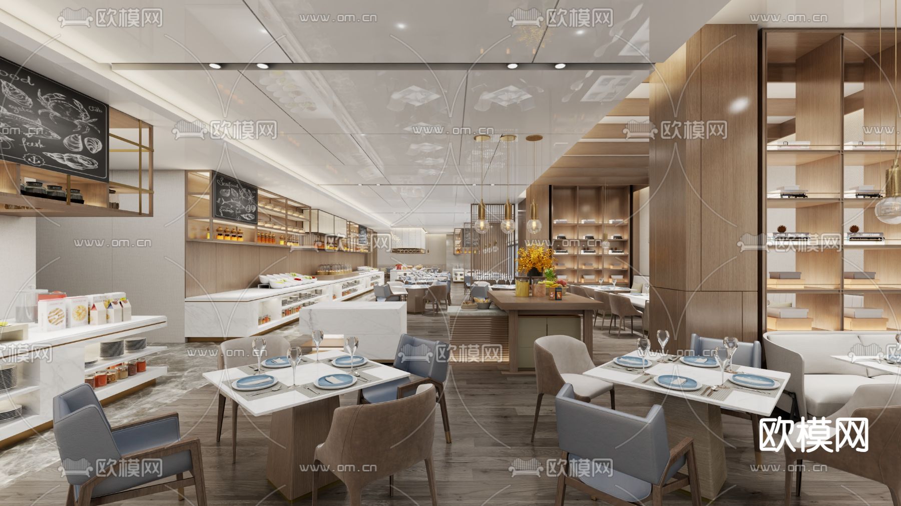 自助餐厅3d模型下载（渲染图1）