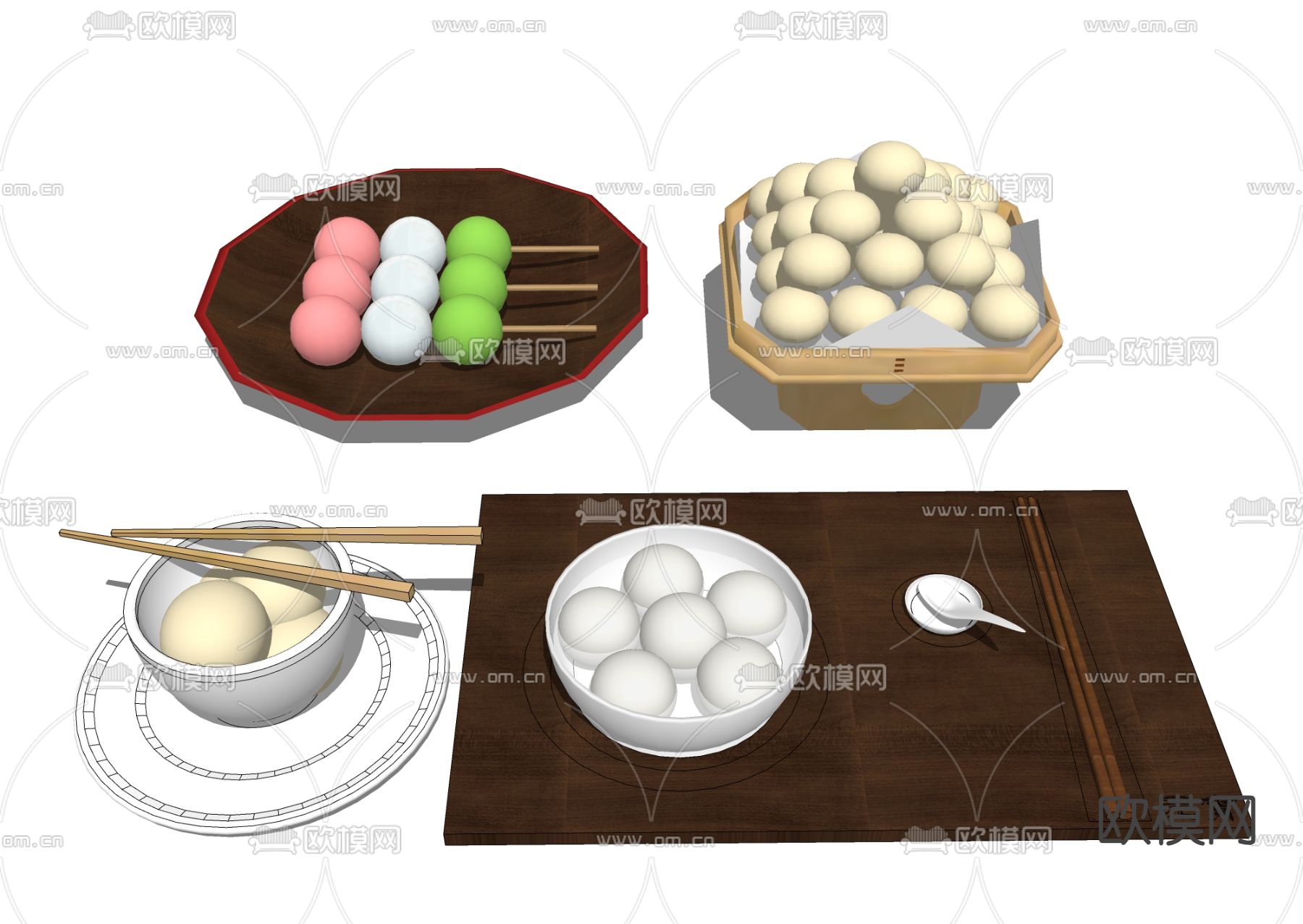 汤圆甜汤 食物美食su模型下载（渲染图1）