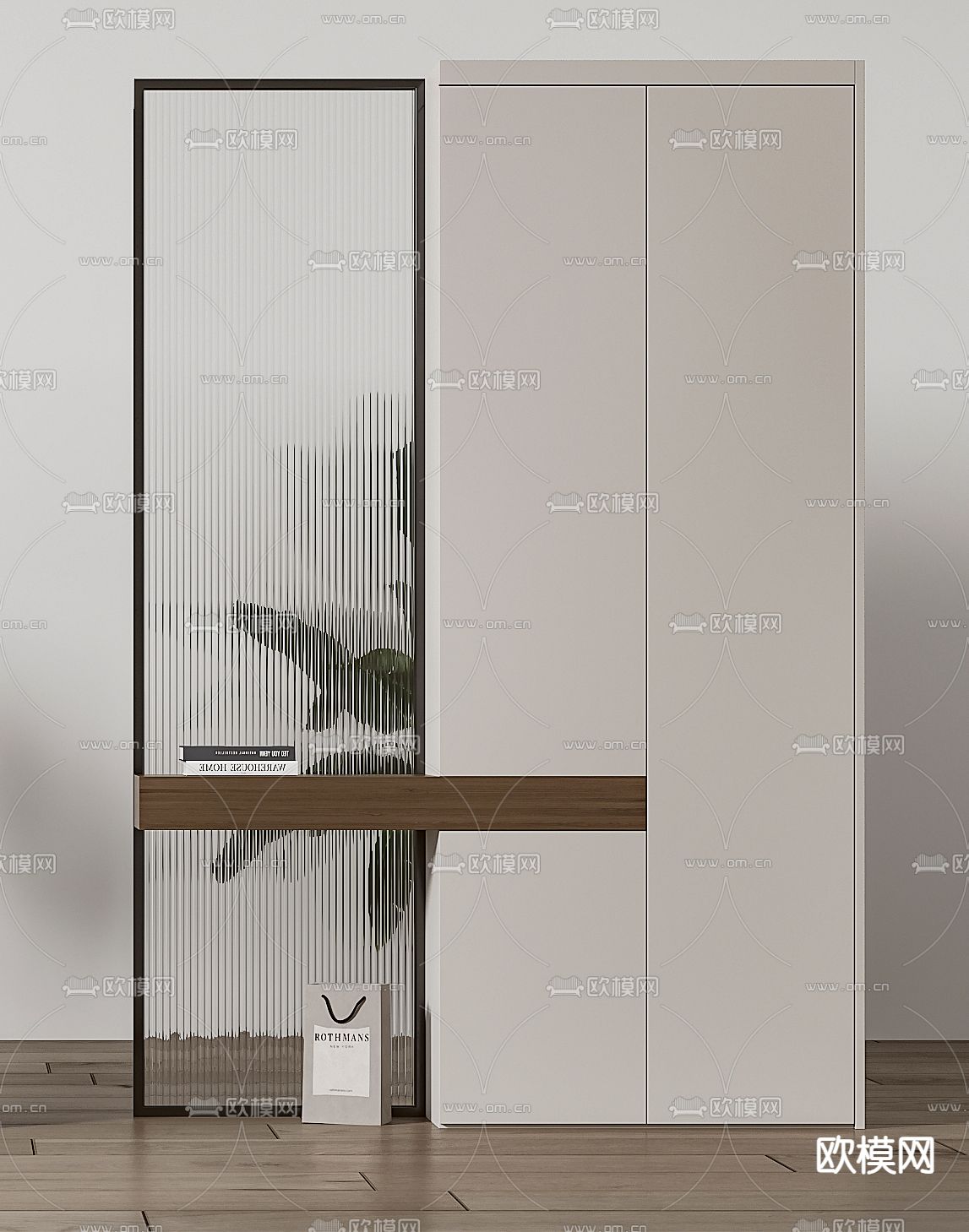 现代装饰柜 隔断柜 玻璃隔断3d模型下载（渲染图3）