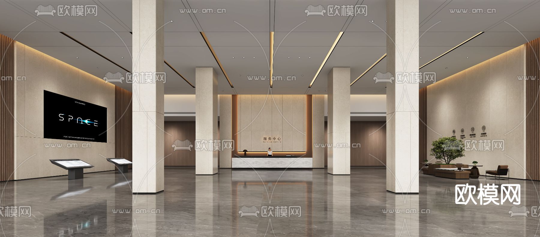 商务大堂 写字楼3d模型下载